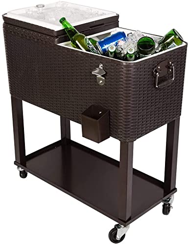 JOYBASE 80 Quart Rolling Cooler with Wheels - Heavy Duty Portable Ice Chest for Camping, Beach, Tailgating & Outdoor Adventures