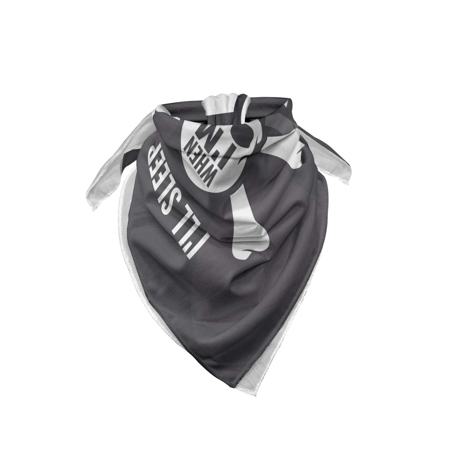 Lunarable Unisex Bandana - 'I Will Sleep When I Am Dead' Print - Charcoal Grey & White - Perfect for Outdoor Activities, Concerts, and Fashion Accessories