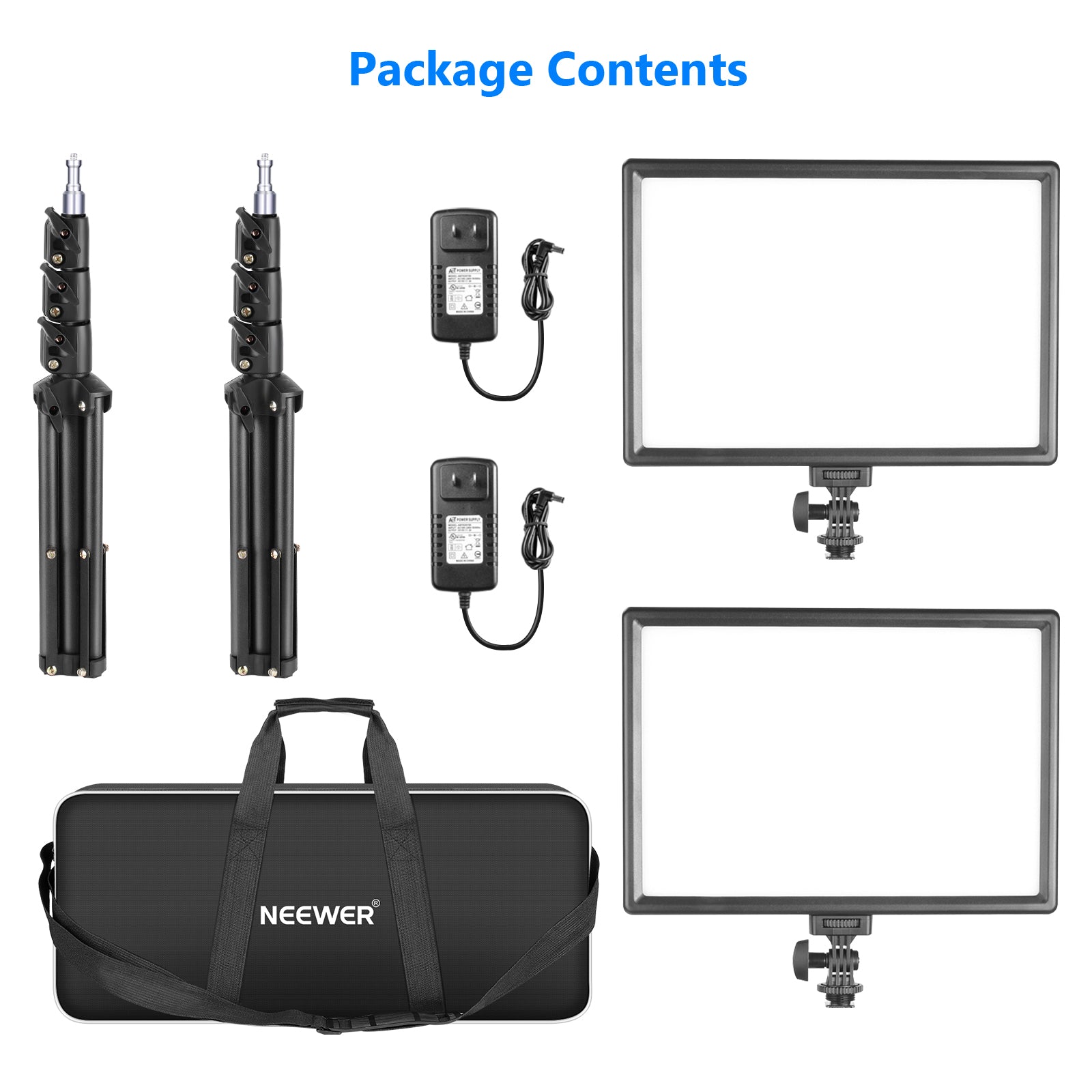 NEEWER 2 Pack NL 192AI Bi-Color LED Panel Light Kit with Adjustable Brightness & Color Temperature - Perfect for Photography, Videography, and Studio Lighting