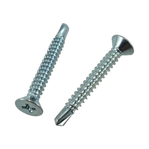 8 x 1-1/4 Inch Zinc Plated Flat Head Phillips Drill & Tap Screws - Case of 4000 - Perfect for Metalworking, Woodworking & DIY Projects