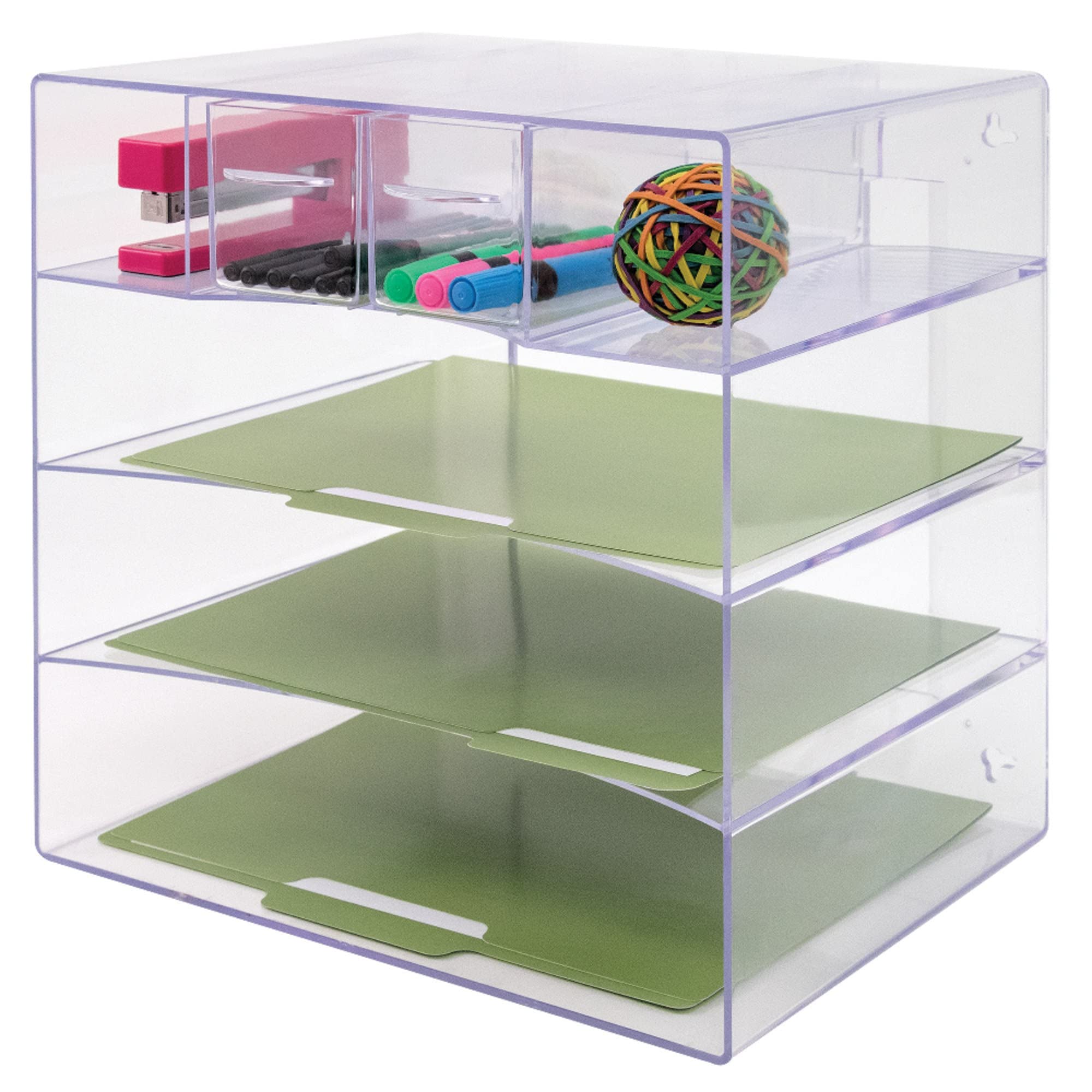 Clear 6-Compartment Desktop Organizer - Perfect for Office, Home, and School Supplies Storage
