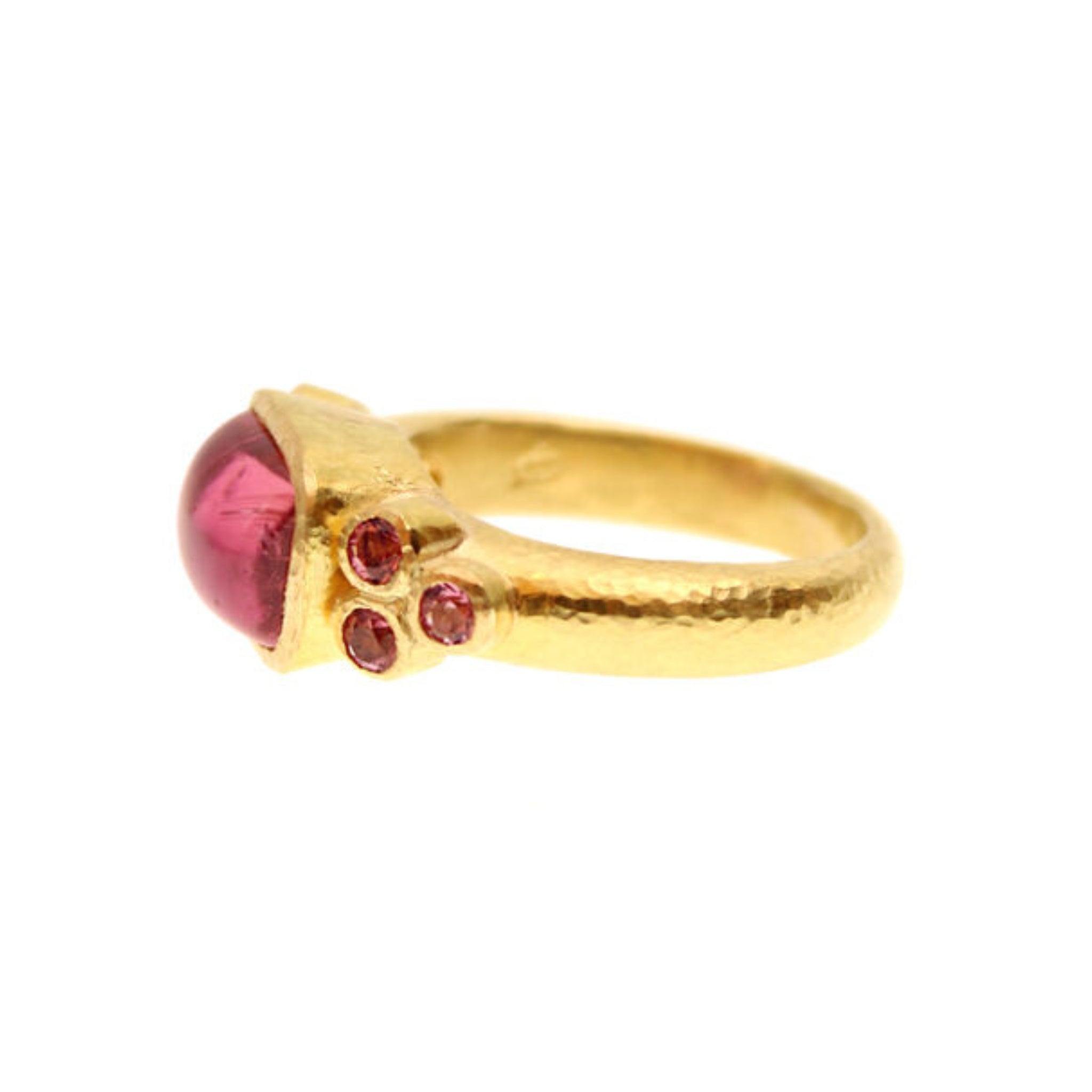 Elizabeth Locke Pink Tourmaline Cabochon & Faceted Triad Ring - Elegant Women's Jewelry for Weddings, Parties & Special Occasions