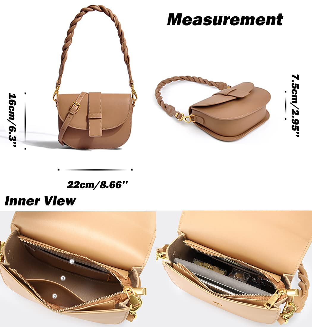 YXBQueen Women's Leather Crossbody Bag - Fashionable Designer Satchel Purse for Everyday Use, Work & Travel