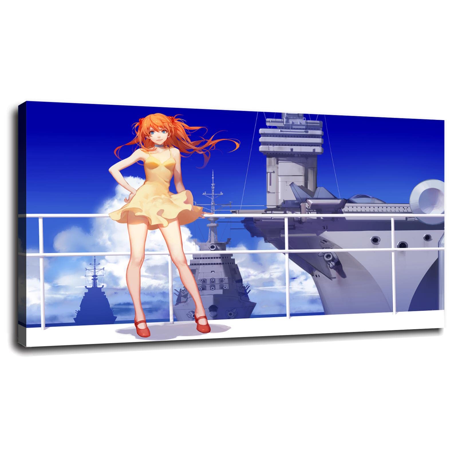 Premium Asuka Langley Soryu Anime Poster - High Quality Canvas Print Wall Art (36x20 Inches Framed) - Perfect for Home, Office, Bedroom & Anime Room Decor | Evangelion Collectible Gift for Fans