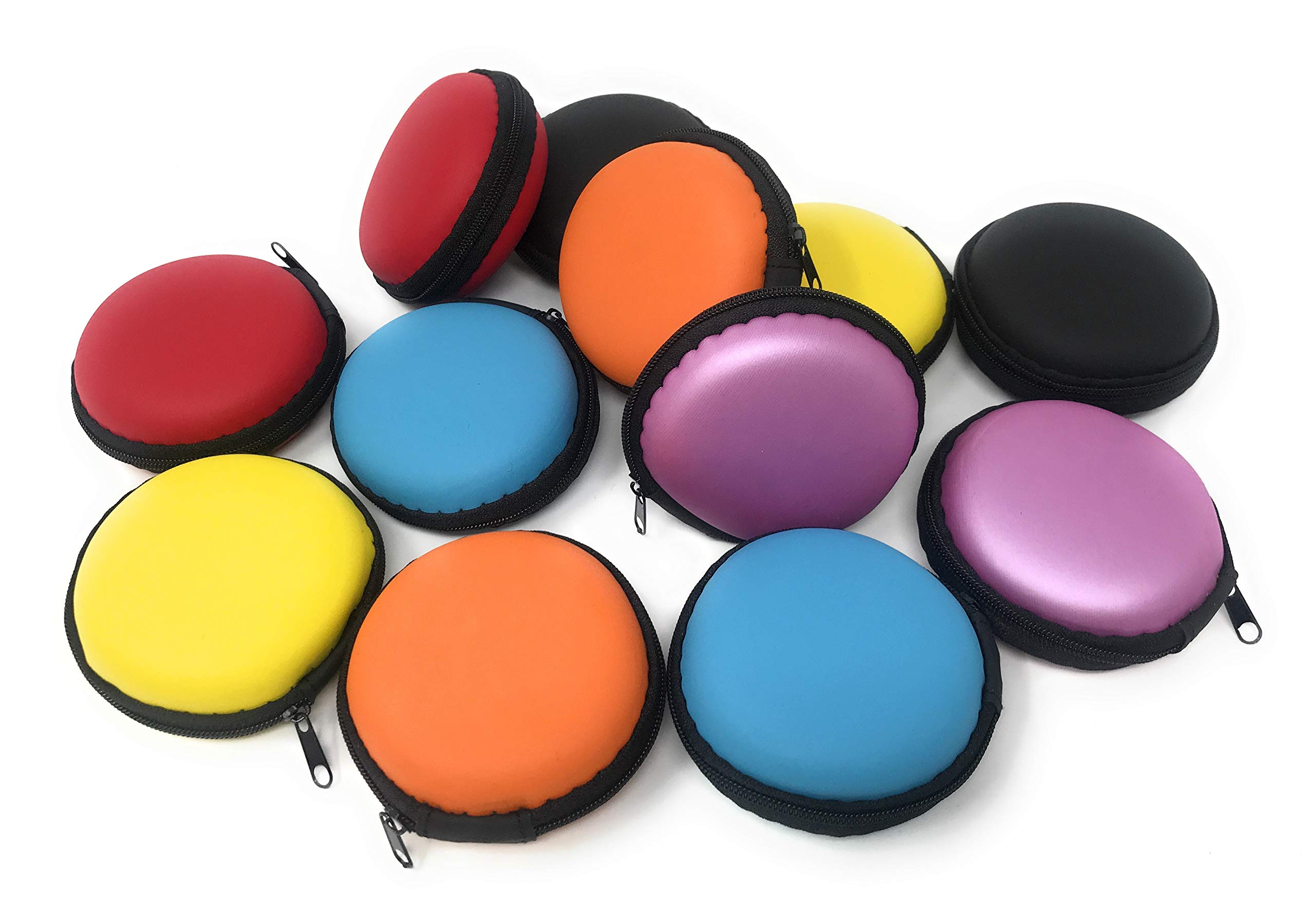 12 Pack Durable Hardshell Foam Earbud Cases with Zipper Closure - 5 Color Options for Headphone Storage, Travel Organizer & Coin Purse Accessories