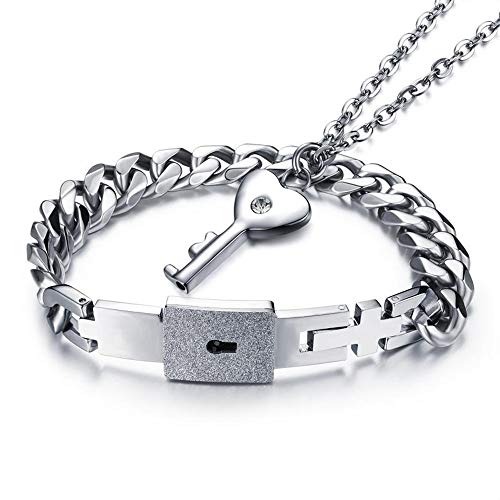 silver lock and necklace