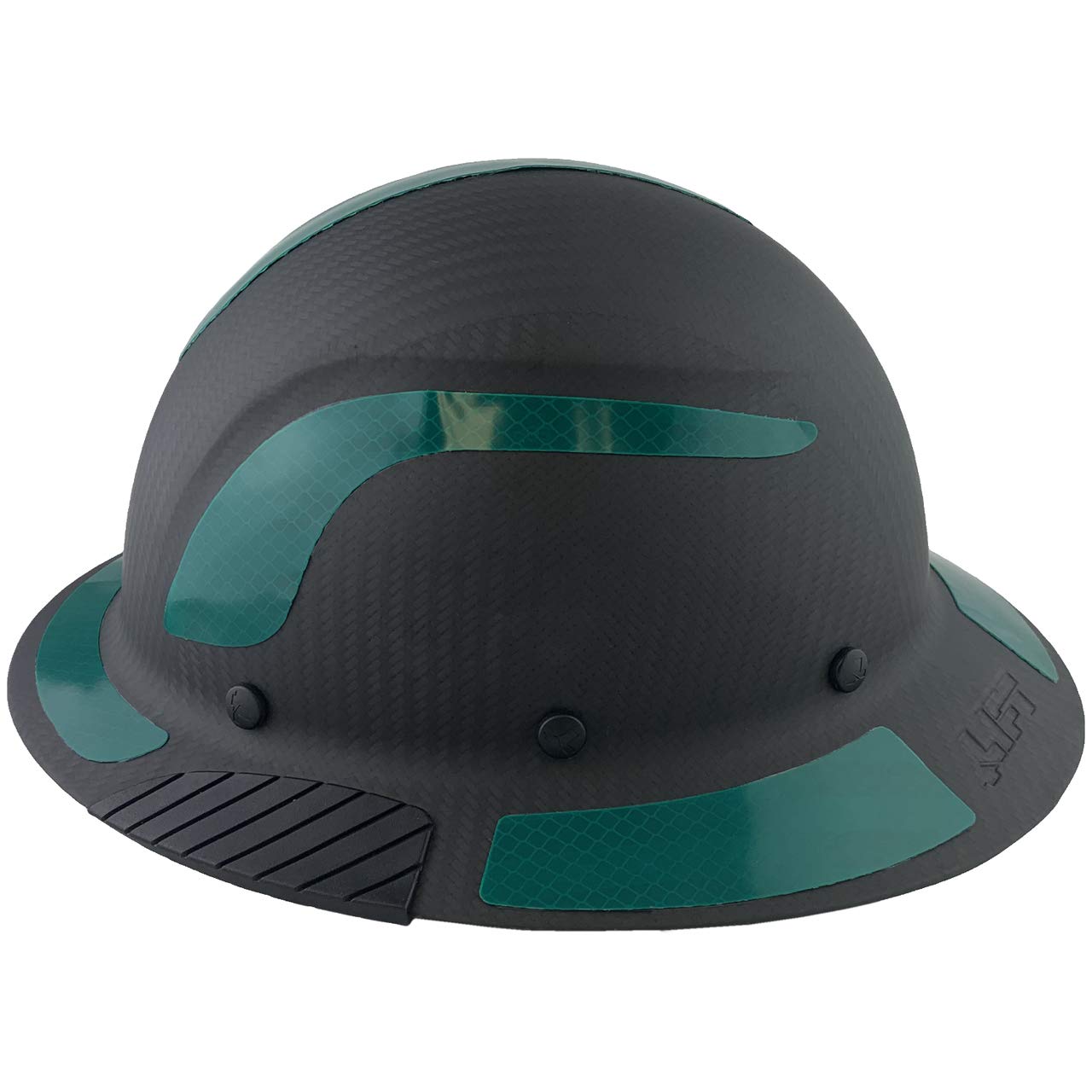 Premium Carbon Fiber Full Brim Safety Helmet - ANSI Certified Hard Hat with Matte Black Finish & Green Reflective Decals - Includes Durable Tote Bag - Ideal for Construction, Industrial Work & Outdoor Safety Gear