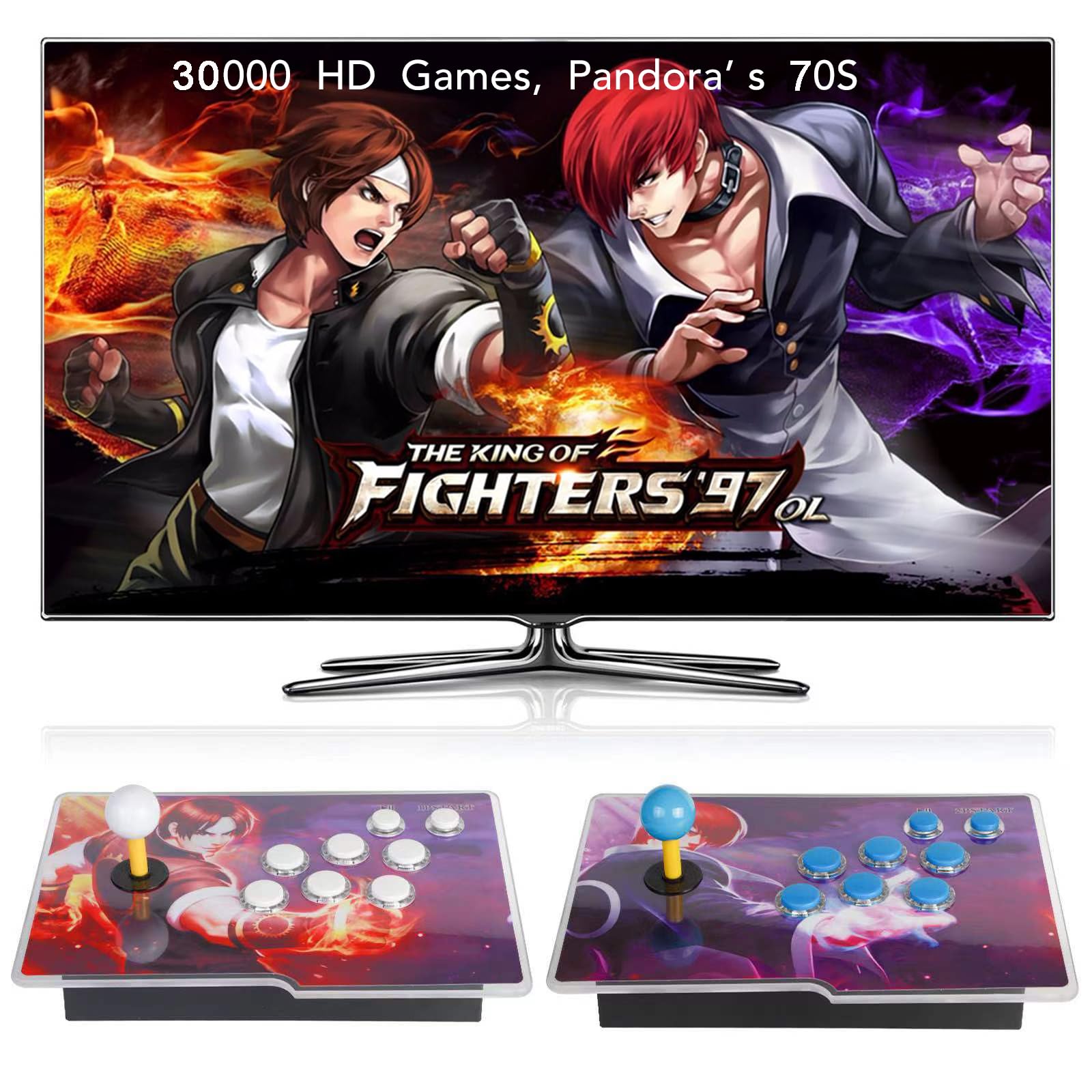 FVBADE 30000-in-1 Retro Arcade Game Console - 70s Pandora Box with Dual HDMI Outputs for PC, Projector & TV | 3D Games Support 1-4 Players | Favorite List, Save/Search/Hide/Pause Functions | Perfect for Home Entertainment, Game Rooms & Retro Gaming Parties