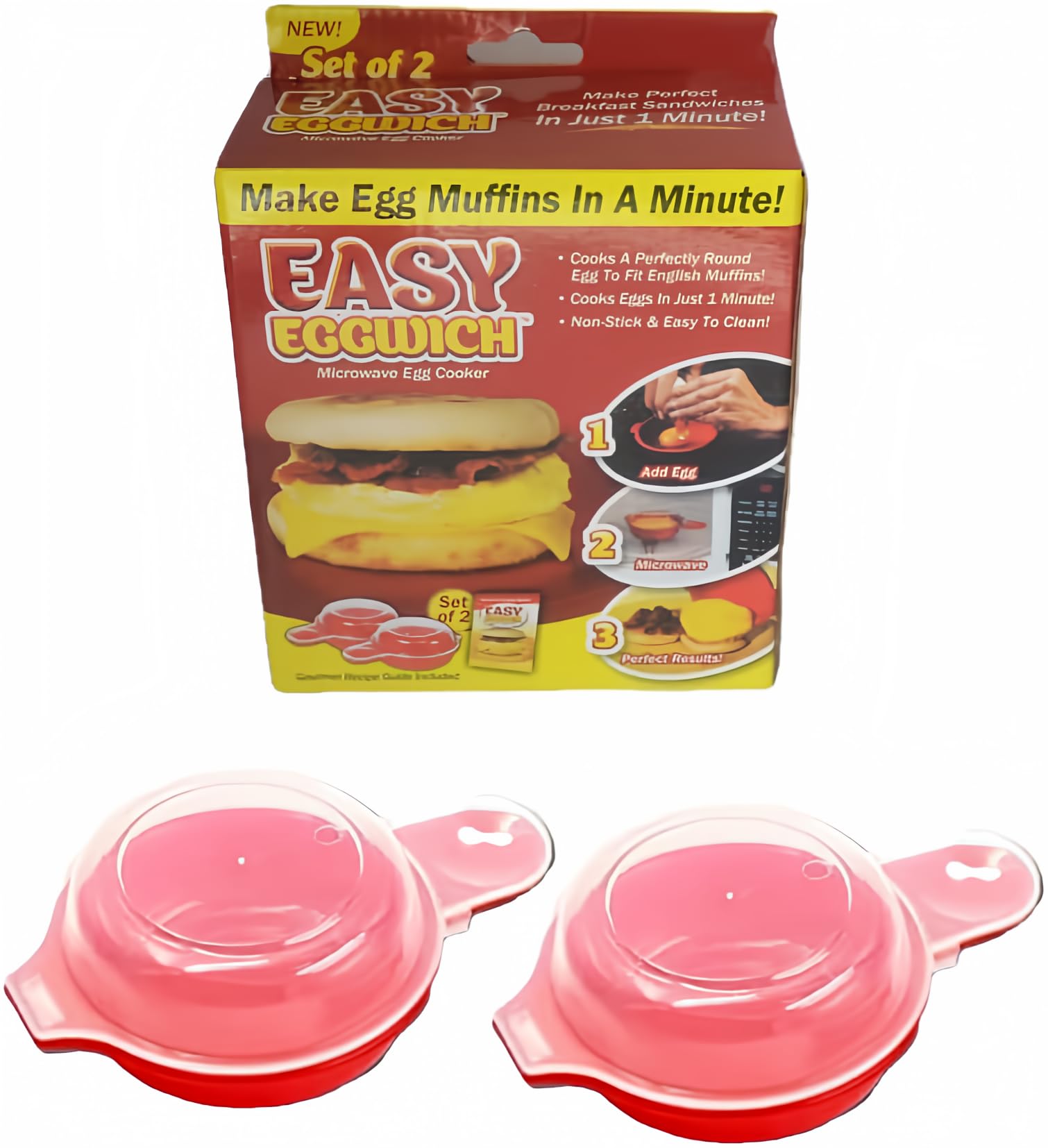 1-Minute Microwave Egg Muffin Breakfast Sandwich Maker - Quick & Easy Egg Cooker for Healthy Breakfast, Meal Prep & On-the-Go Snacks