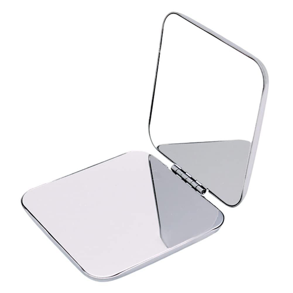 Eioflia 10X Magnifying Pocket Mirror - Stainless Steel Travel Makeup Mirror with Double Sided Design, Portable Folding Cosmetic Mirror for Home, Travel & On-the-Go Touch Ups (Square)
