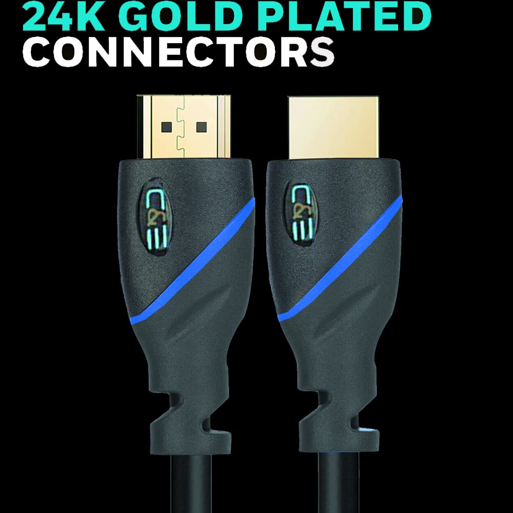 Premium 100 FT High Speed HDMI Cable 2 Pack - 4K 30Hz, 3D, 1080p, Ethernet & Audio Return - Male to Male with Signal Booster for Home Theater, Gaming & Office Setup (30.4 Meters, Black)