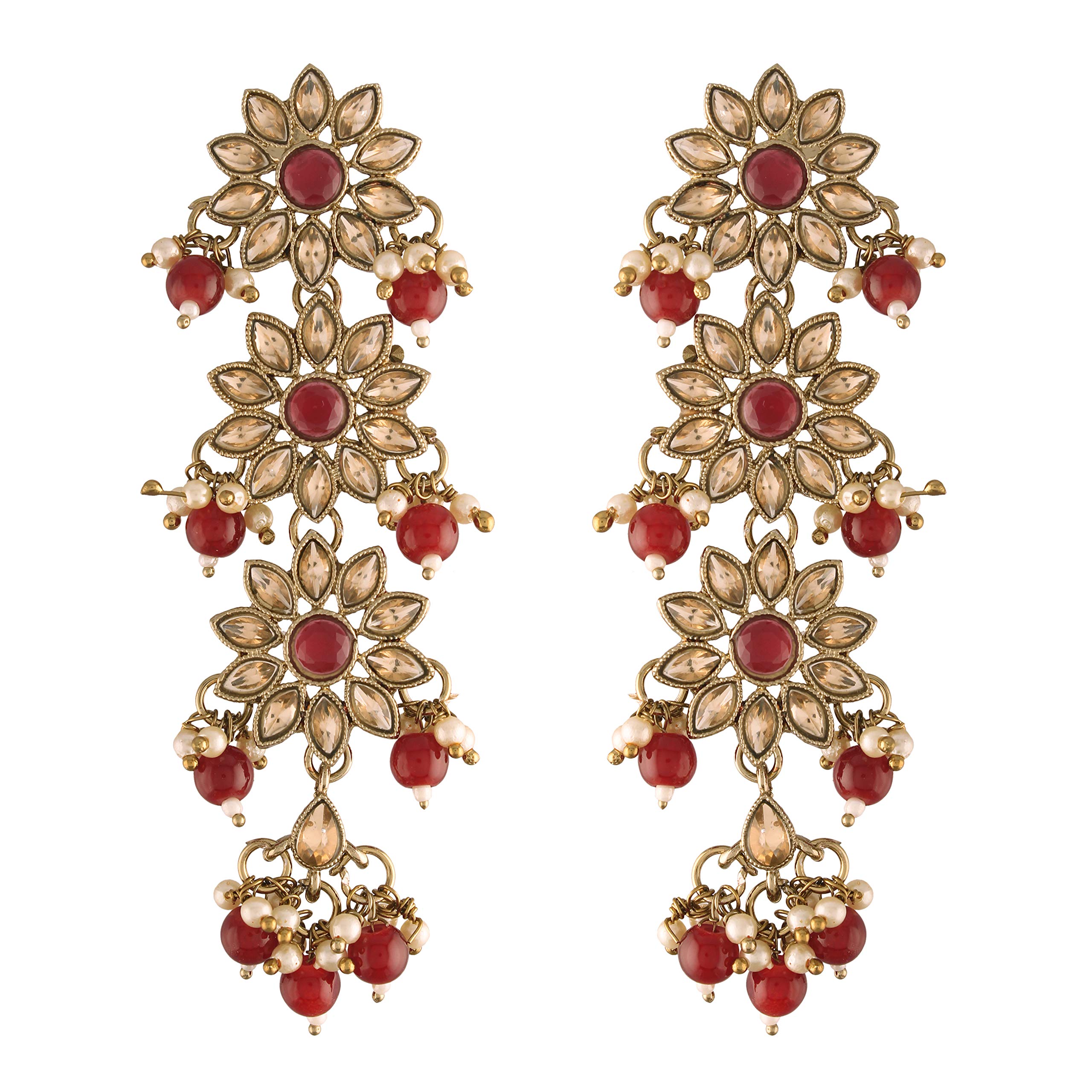 Antique Gold Plated Kundan Pearl Earrings for Women | Traditional Indian Bollywood Jewelry | Elegant Bridal Party Wedding Gift (E2866) | Perfect for Festivals, Weddings & Special Occasions