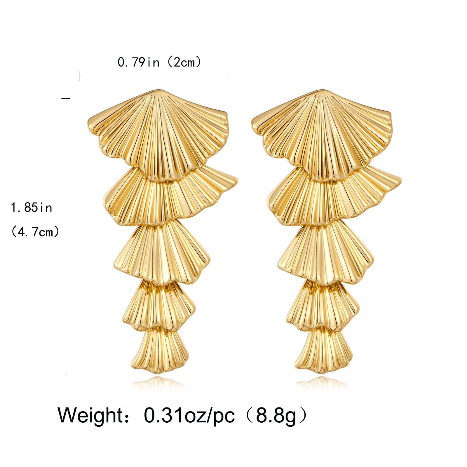 Gold & Silver Shell Dangle Earrings for Women - Elegant Seashell Drop Earrings - Ocean Beach Jewelry - Perfect for Summer Vacations, Beach Weddings & Boho Fashion