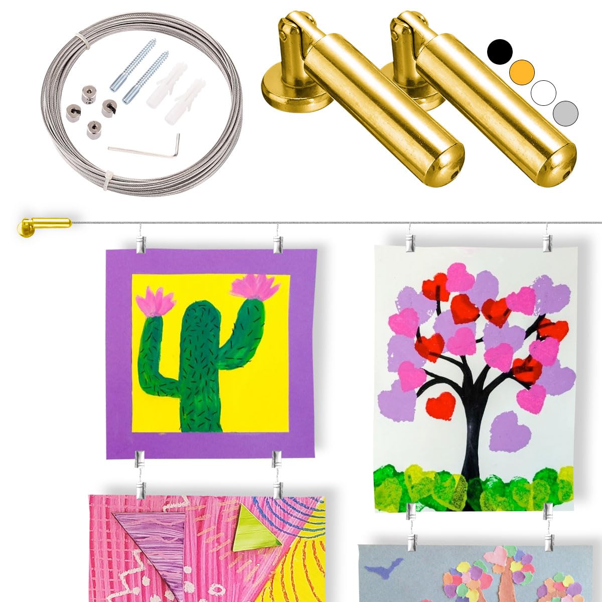 Rio Salto Kids Wire Art Display with 40 Clips - 16.5 Feet (198