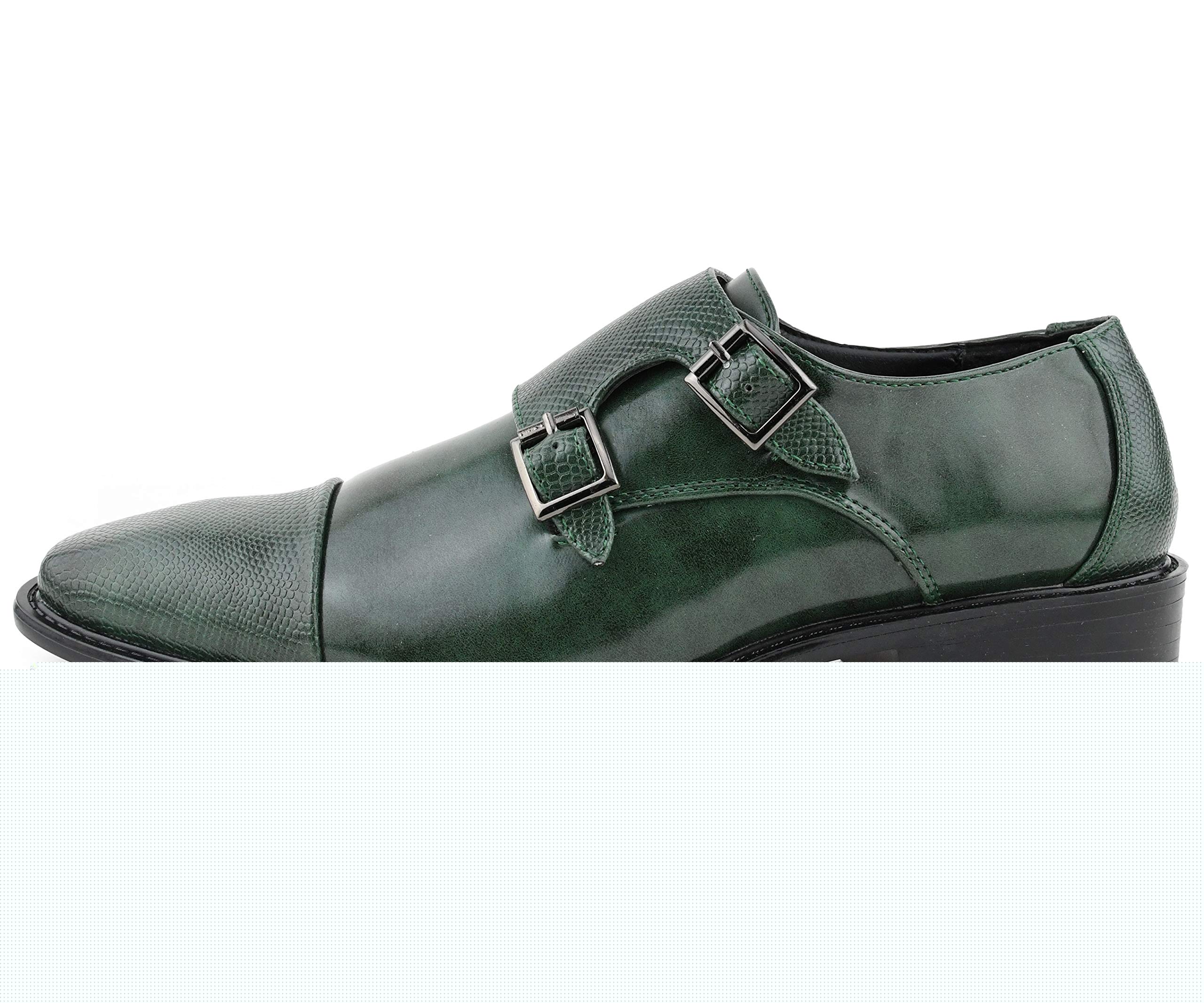 Bolano Bancroft Men's Monk Strap Dress Shoes - Slip On Formal Shoes with Embossed Cap Toe & Double Monk Strap - Perfect for Business, Weddings & Office Wear