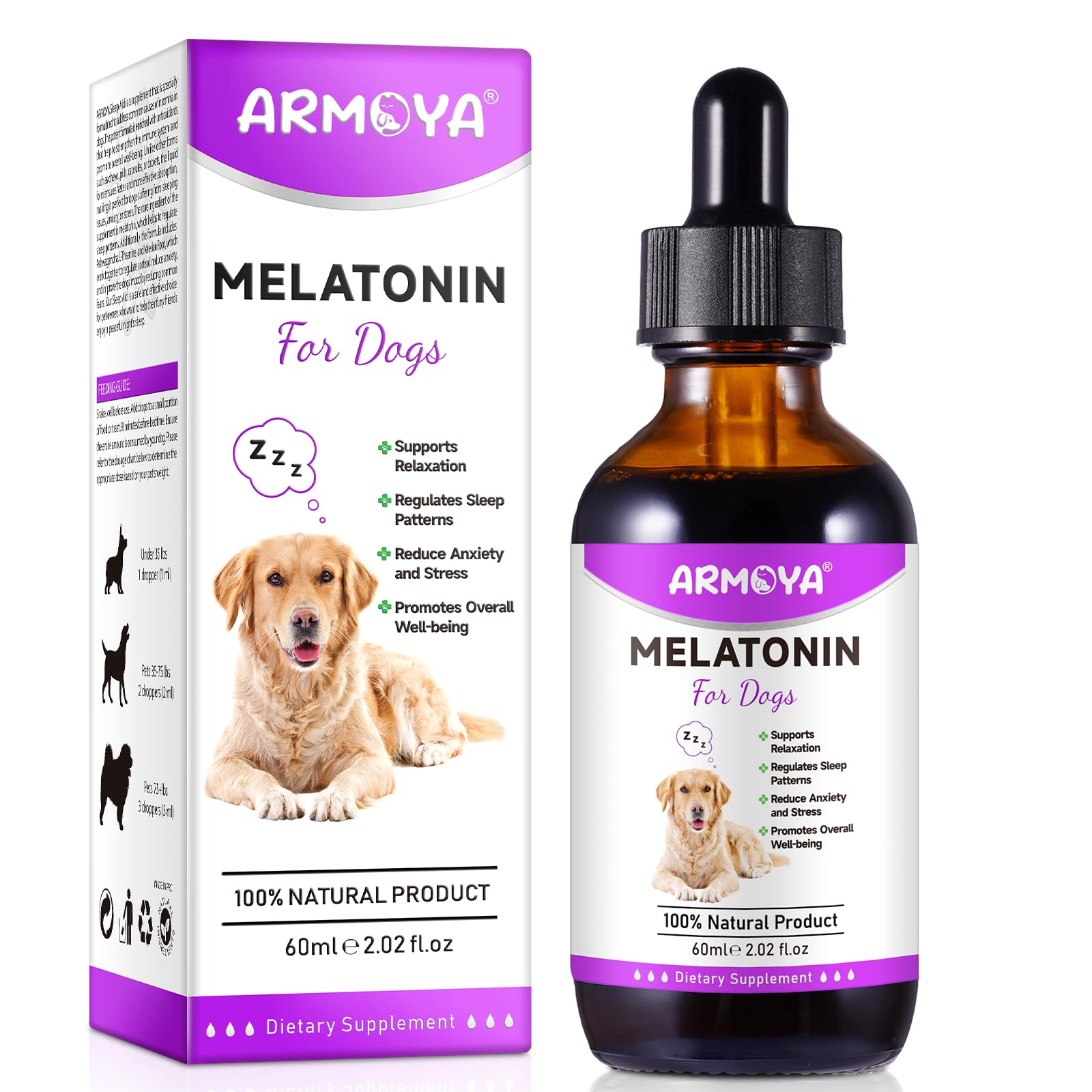 Melatonin for Dogs & Cats - Natural Anxiety & Stress Relief Supplement - Promotes Relaxation & Deep Sleep - Small & Large Pets - Calming Aid for Travel, Thunderstorms & Separation Anxiety