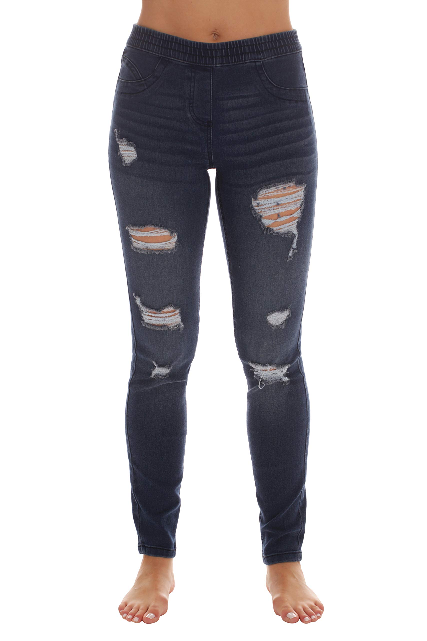 Just Love Women's Ripped Denim Jeggings - Stretchy Skinny Jeans Leggings for Casual Wear & Street Fashion