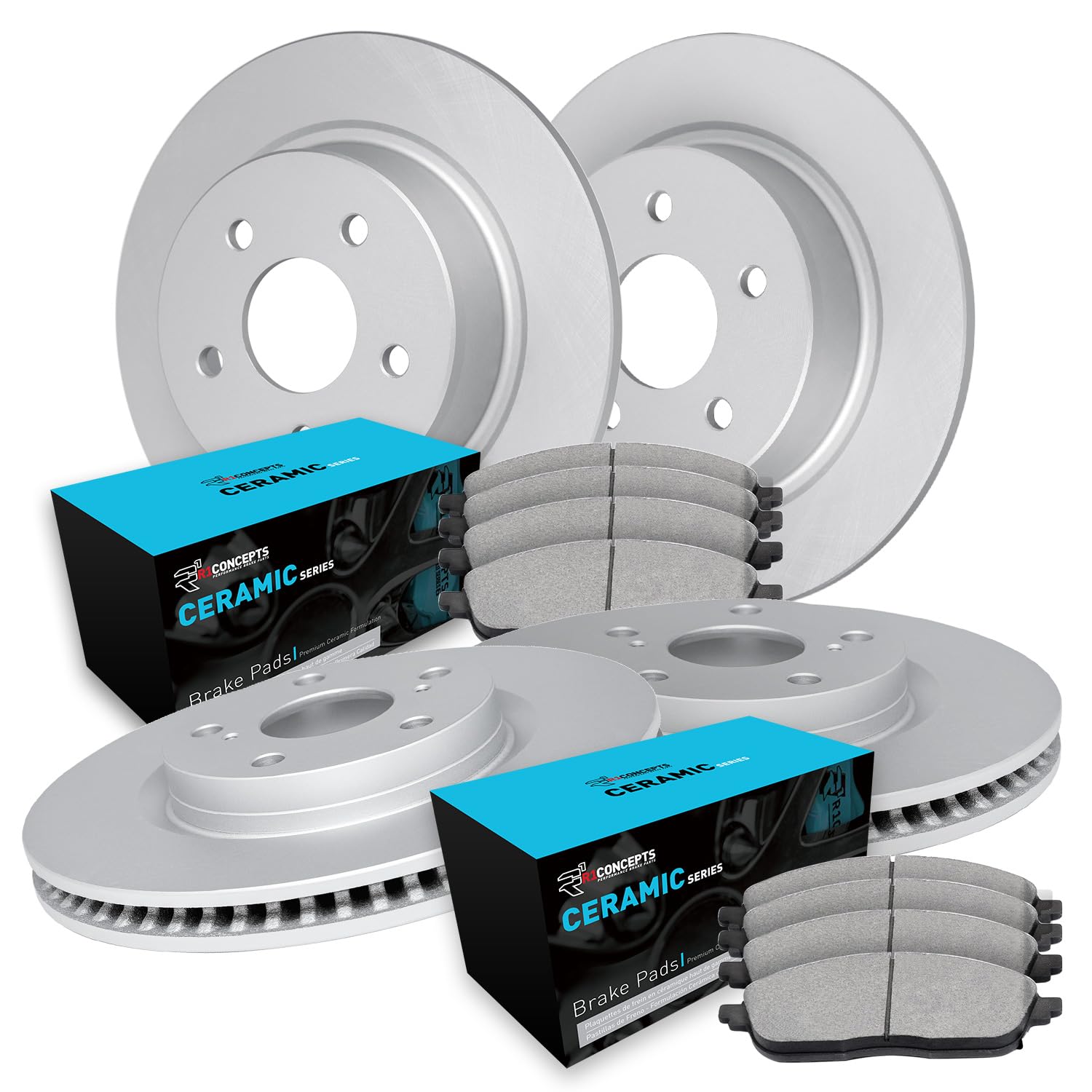 R1 Concepts Premium Ceramic Brake Pads and Rotors Kit - Front & Rear Set for 2010 Hyundai Elantra | High-Performance Braking System | Ideal for Daily Commuting, City Driving, and Highway Safety