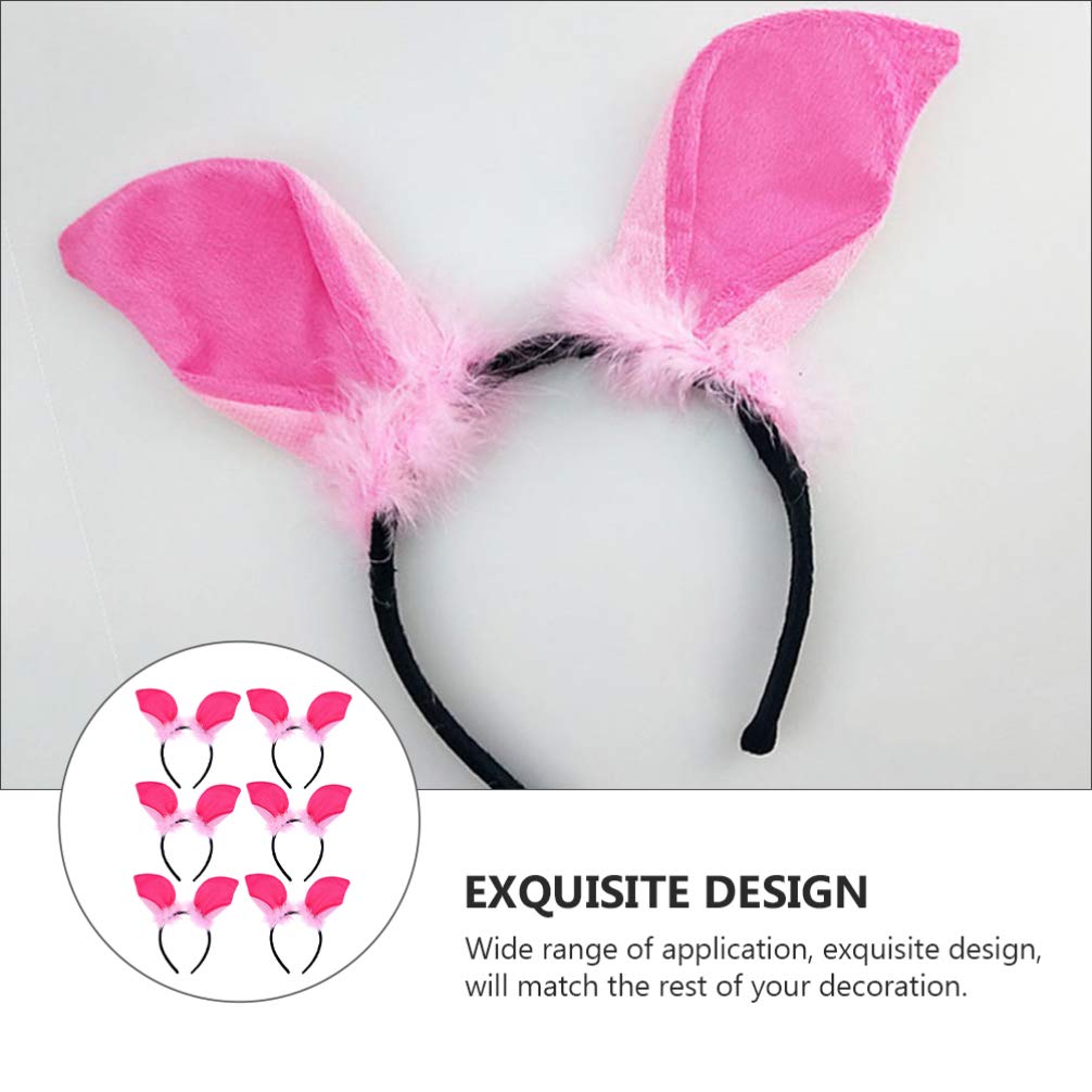 Beaupretty 6 Pack Plush Animal Headbands - Cute Pig Ears Headband for Halloween, Costume Parties, Dress Up & Photo Props - Fun Hair Accessories for Women & Girls (Pink) - Perfect for Halloween, Cosplay, Birthday Parties & Themed Events