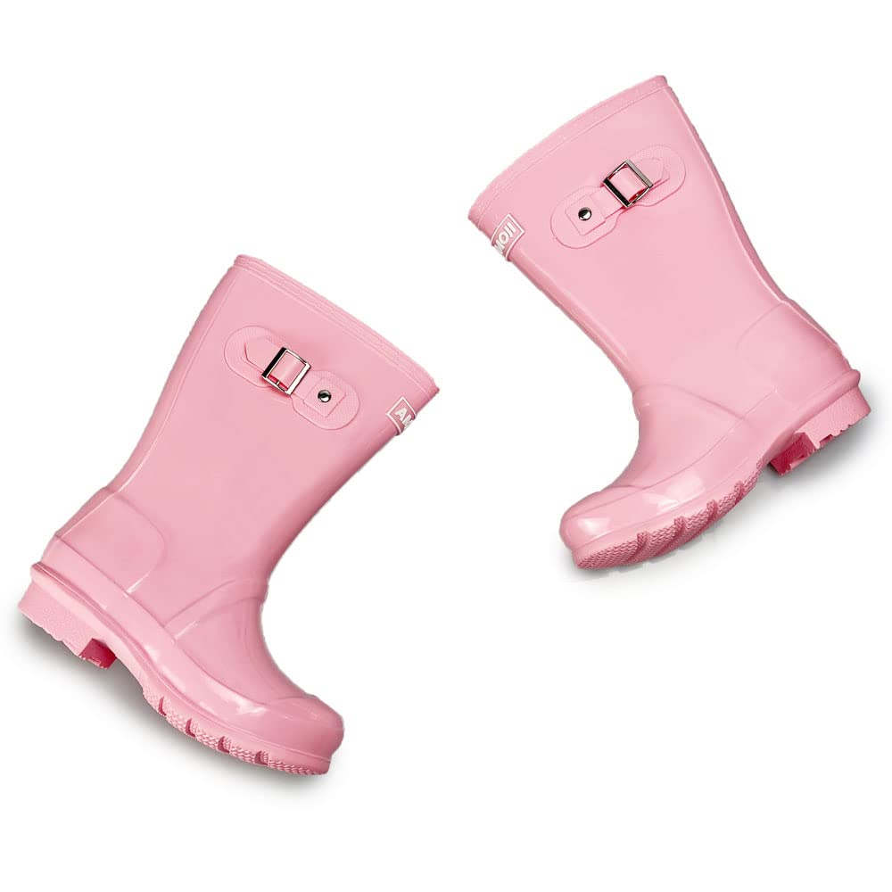 Amoji Girls' Easy-On Rain Boots for Kids - Waterproof & Comfortable for Outdoor Play, Puddle Jumping, and School