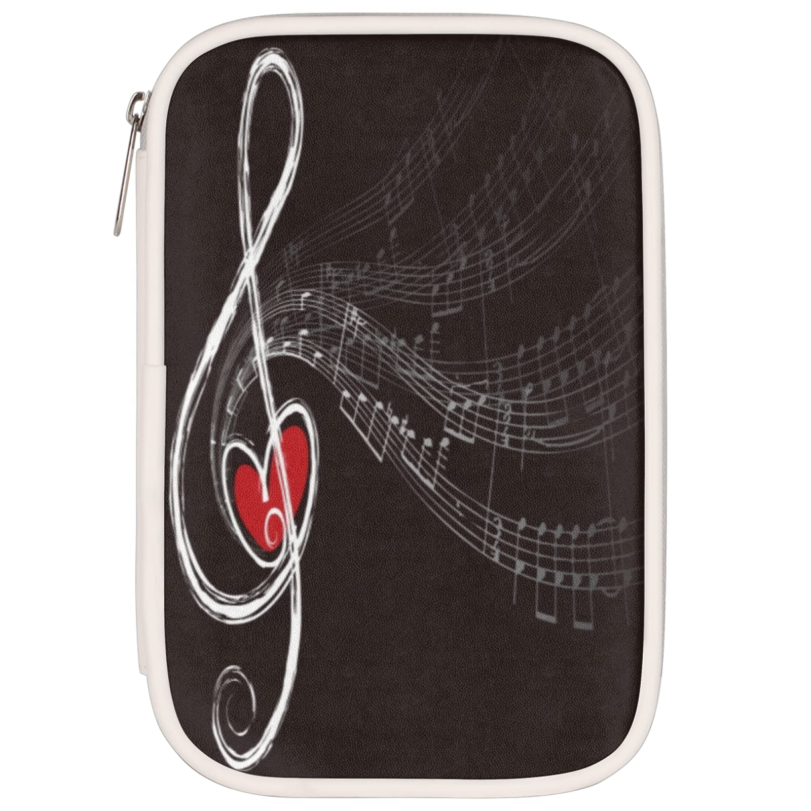 Stylish Leather Music Note Pencil Case - Large Capacity Pen Holder & Organizer for School, Office & College - Perfect for Students, Artists & Professionals