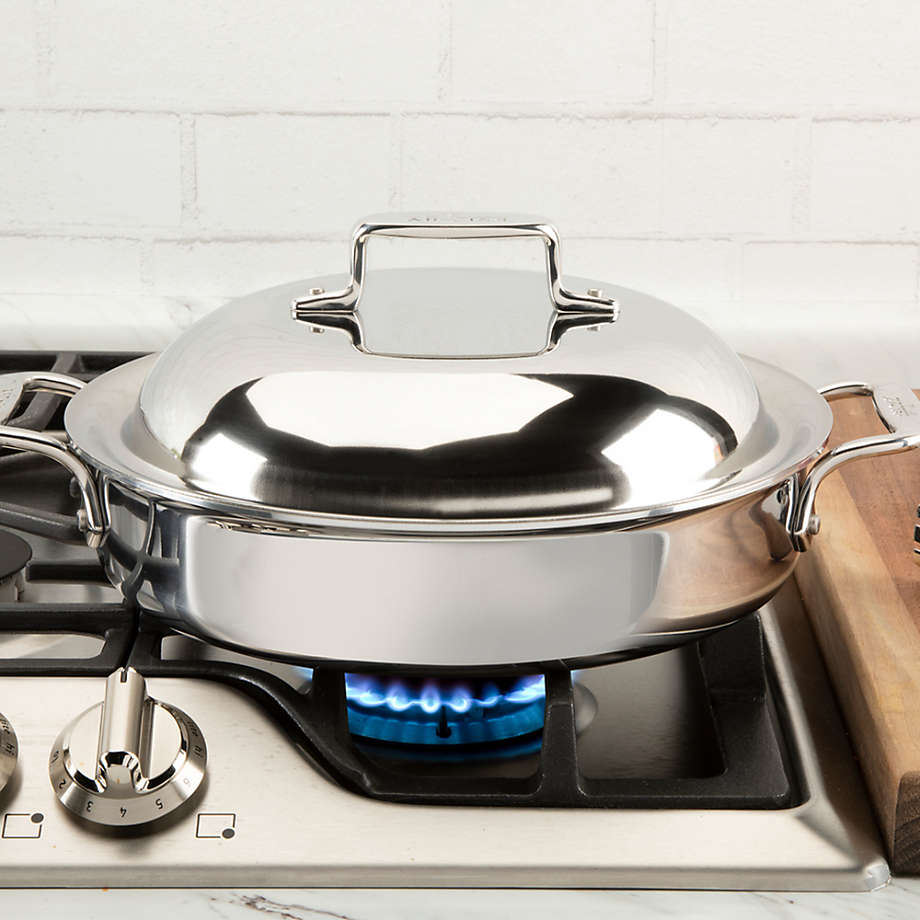 All-Clad D3 Stainless Steel 3-Quart Casserole Dish with Lid - Oven, Stove & Broiler Safe for Baking, Roasting & Serving - Perfect for Casseroles, Lasagna & More