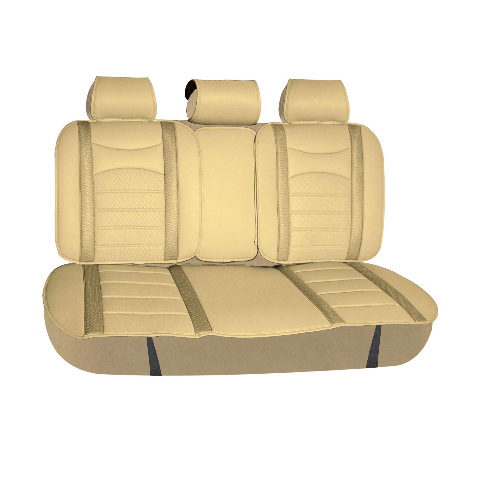 FH Group Universal Fit Car Seat Covers - Neo-Blend Leatherette Split Design, Waterproof Beige Faux Leather Cushions for Cars, Trucks & SUVs | Perfect for Road Trips, Daily Commutes & Pet Protection