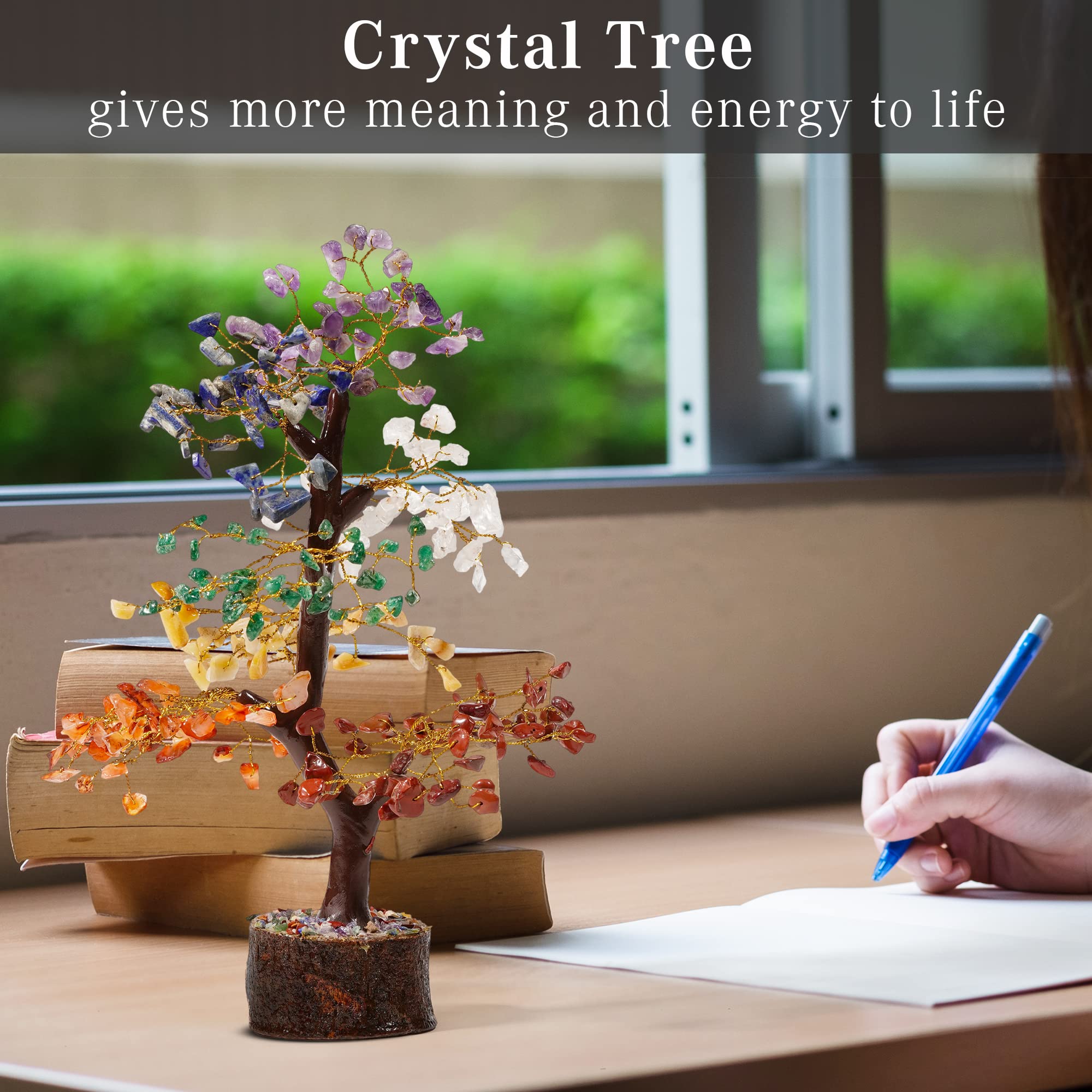 7 Chakra Healing Crystal Tree of Life - Handmade Bonsai for Positive Energy, Money & Good Luck | Home, Office & Living Room Decor | Spiritual Gift for Women & Mom | Meditation, Feng Shui & Wellness Spaces