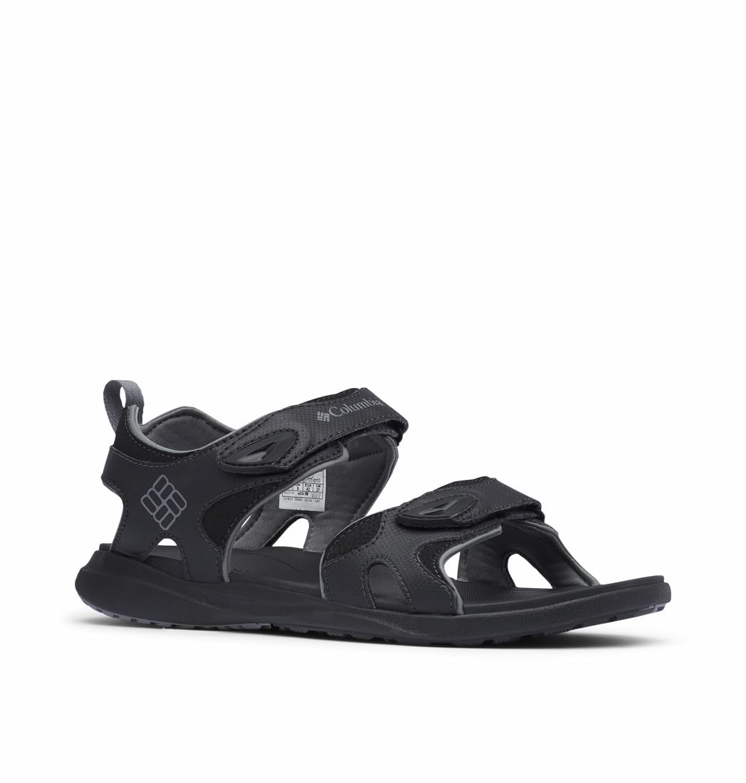 Columbia Men's 2 Strap Comfortable Outdoor Sandals - Black/Titanium Grey Steel - Size 15 US - Perfect for Hiking, Beach & Summer Adventures