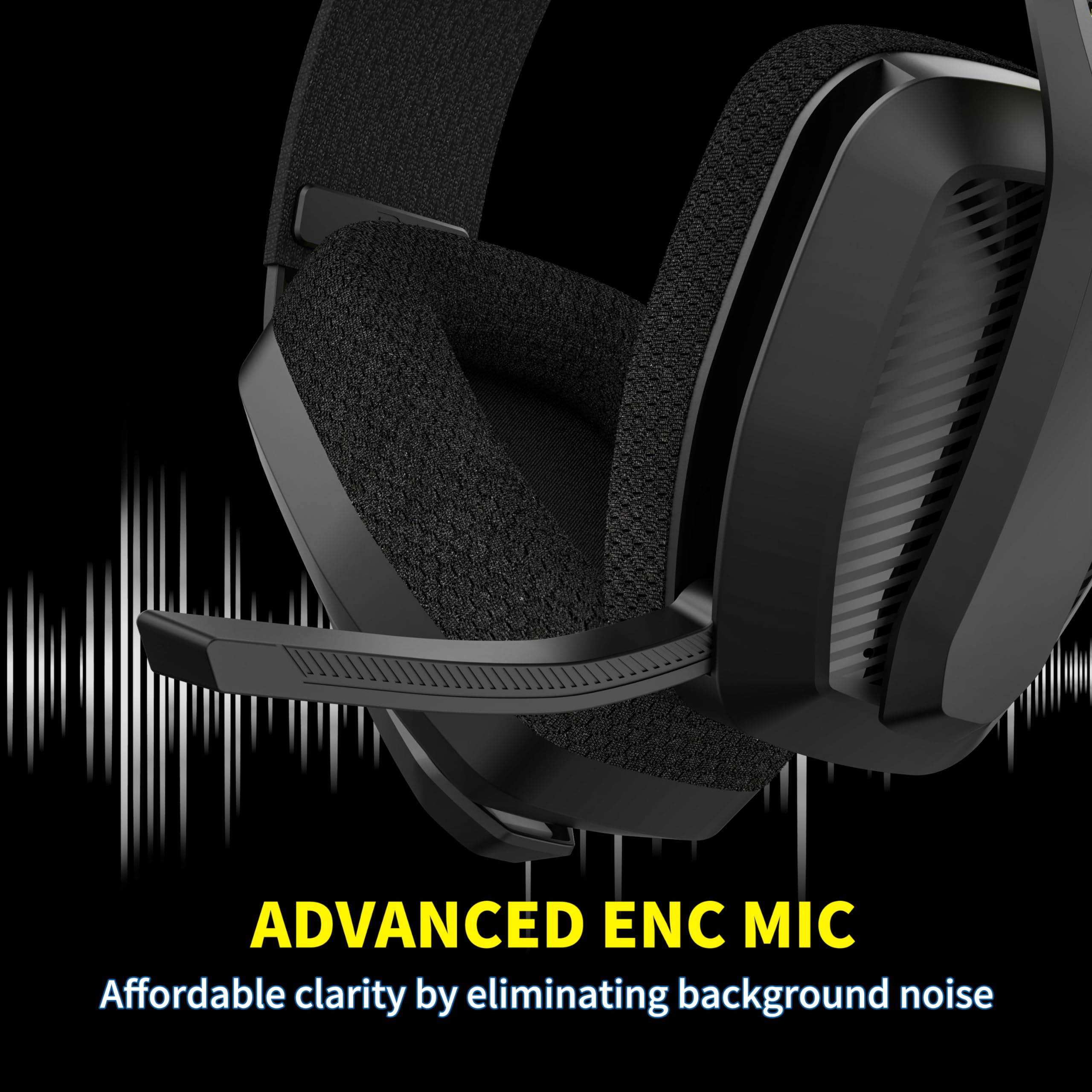 BINNUNE 2.4GHz Wireless Gaming Headset with Microphone - Compatible with PS5, PS4, PC, Mac & Bluetooth Devices - Over-Ear Headphones with Flip Mic for Laptop & Computer Gaming - Black - Perfect for Online Gaming, Streaming & Virtual Meetings