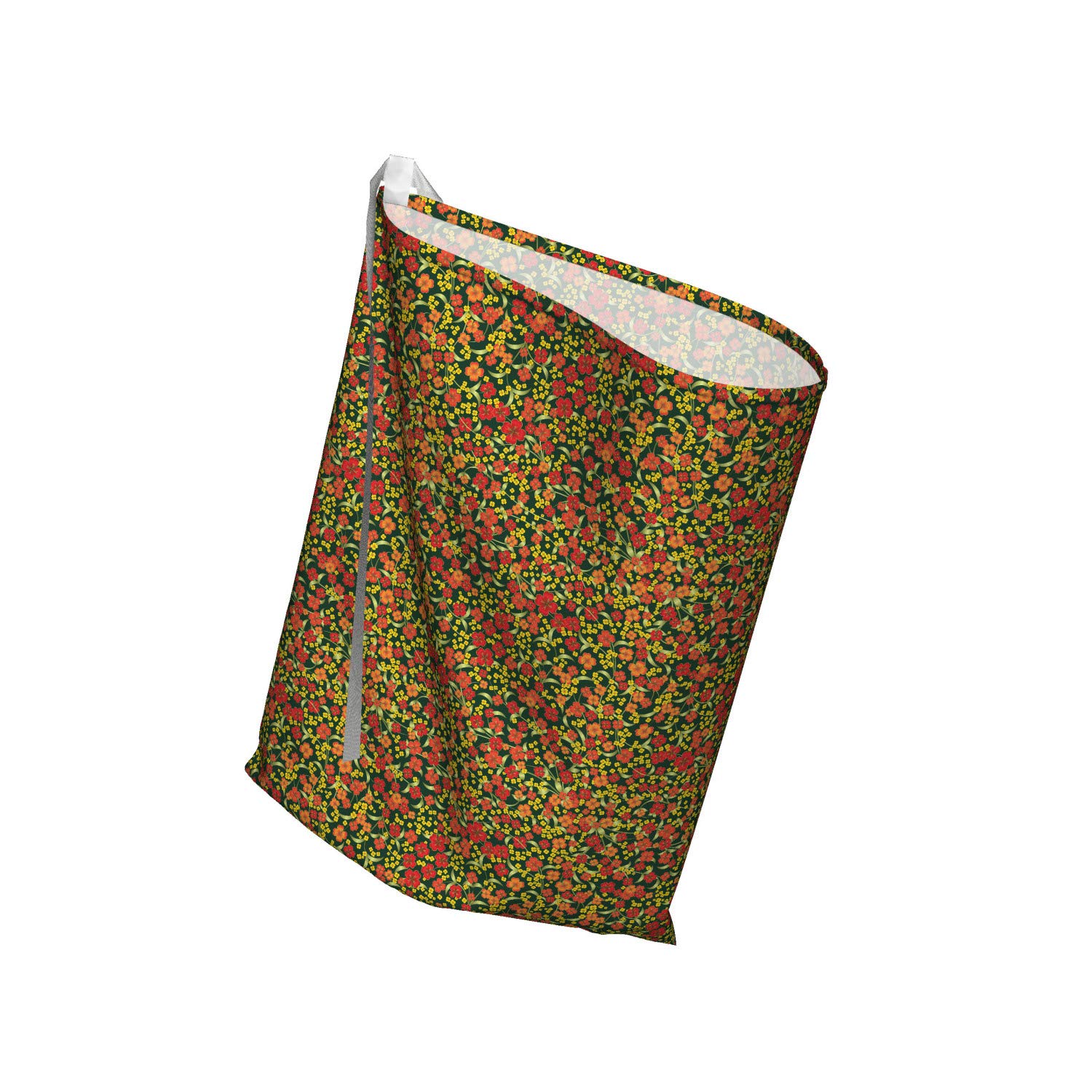 Ambesonne Floral Gift Bags for Parties - Spring Botanical Print Fabric Pouches with 3 Ribbons, 27