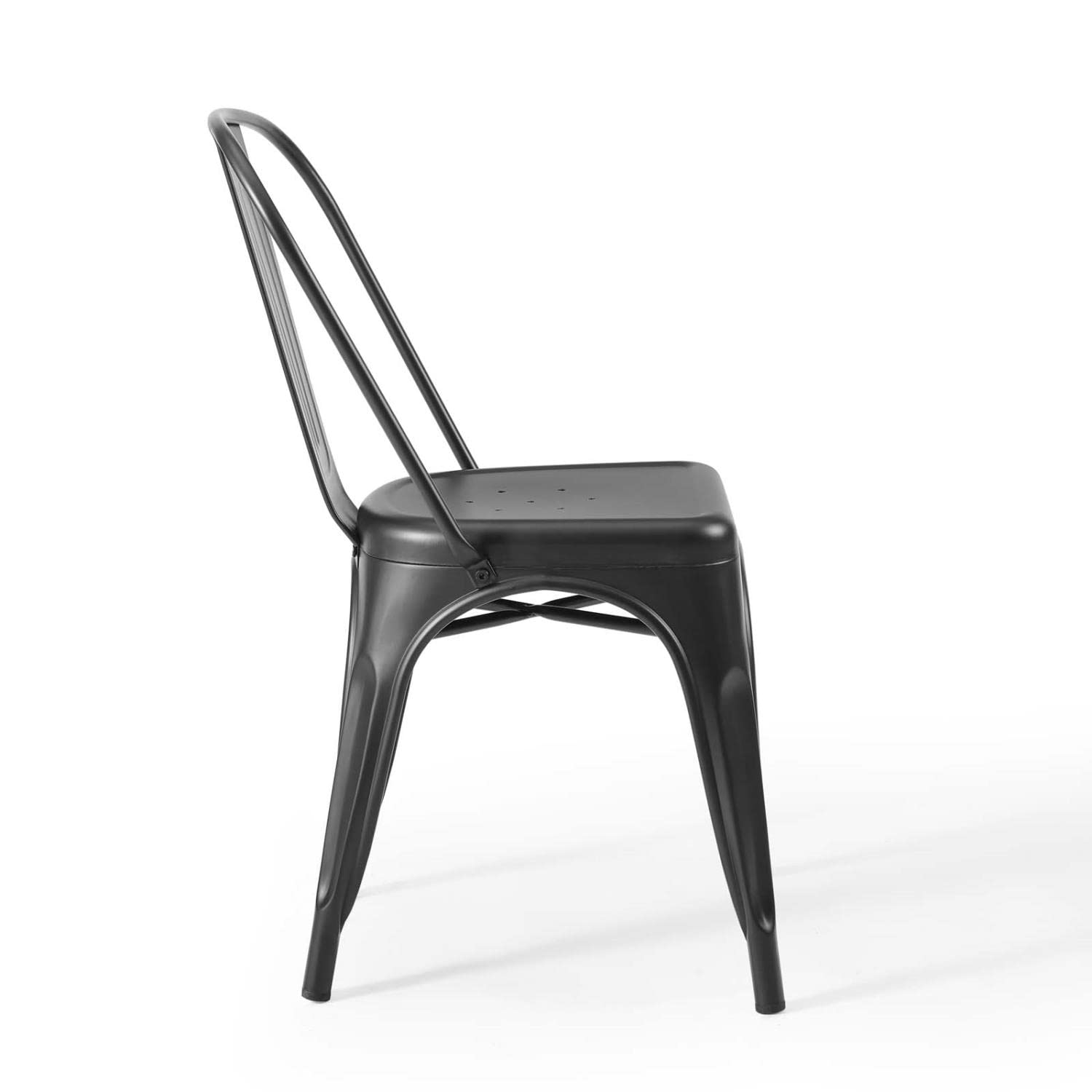 Modway Promenade Industrial Modern Steel Metal Bistro Dining Chairs - Set of 2 Black Bar Stools for Kitchen Island, Cafe & Restaurant Outdoor Seating