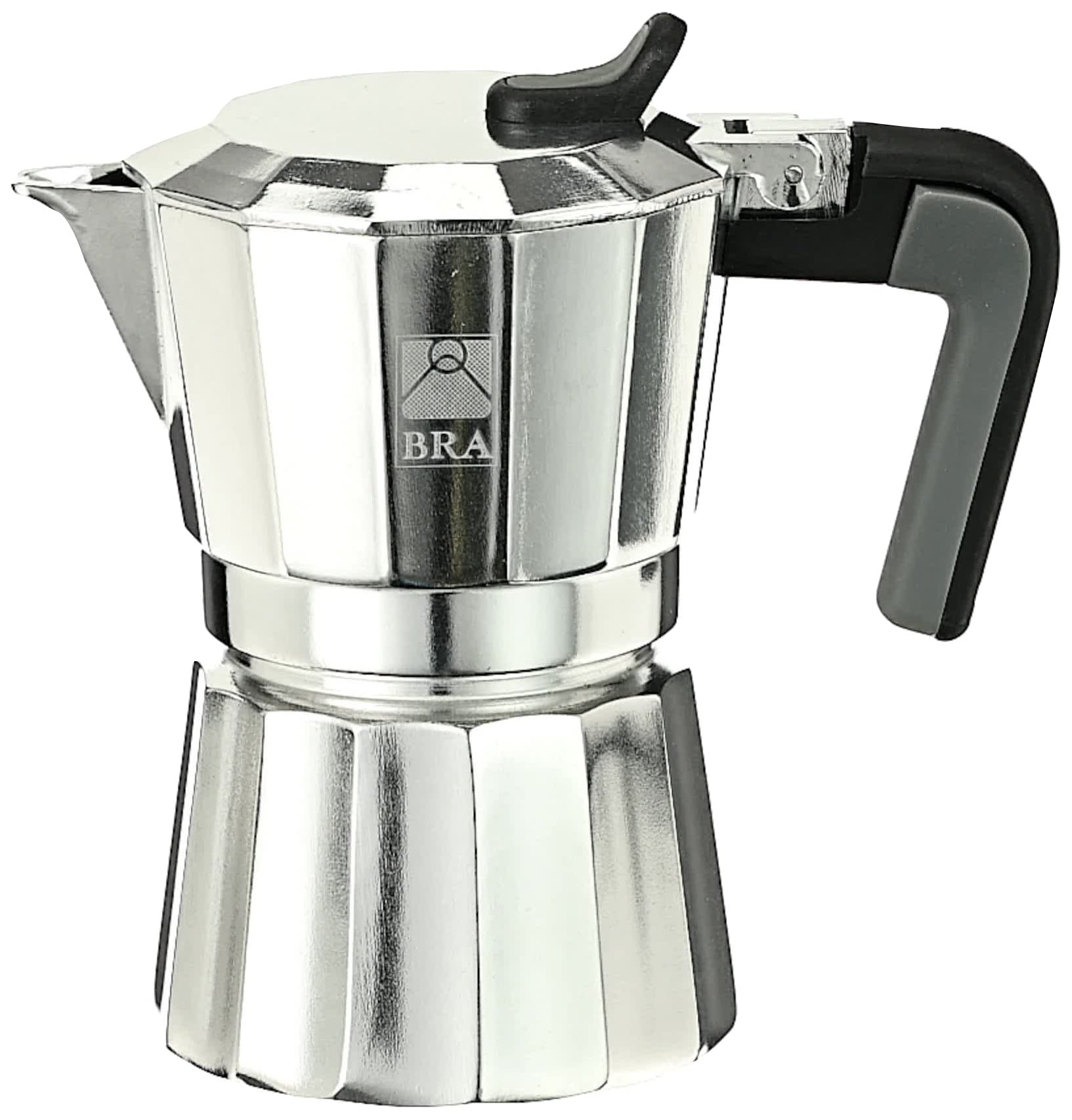 Braisogona Bra De Luxe2 Aluminum 3-Cup Stovetop Espresso Coffee Maker - Perfect for Home, Office & Camping Brewing