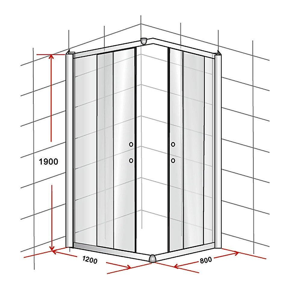 1200 x 800mm Sliding Door Nano Safety Glass Shower Screen by Della Francesca - Tempered Glass Bathroom Enclosure for Modern Homes, Spa-Like Shower Experience