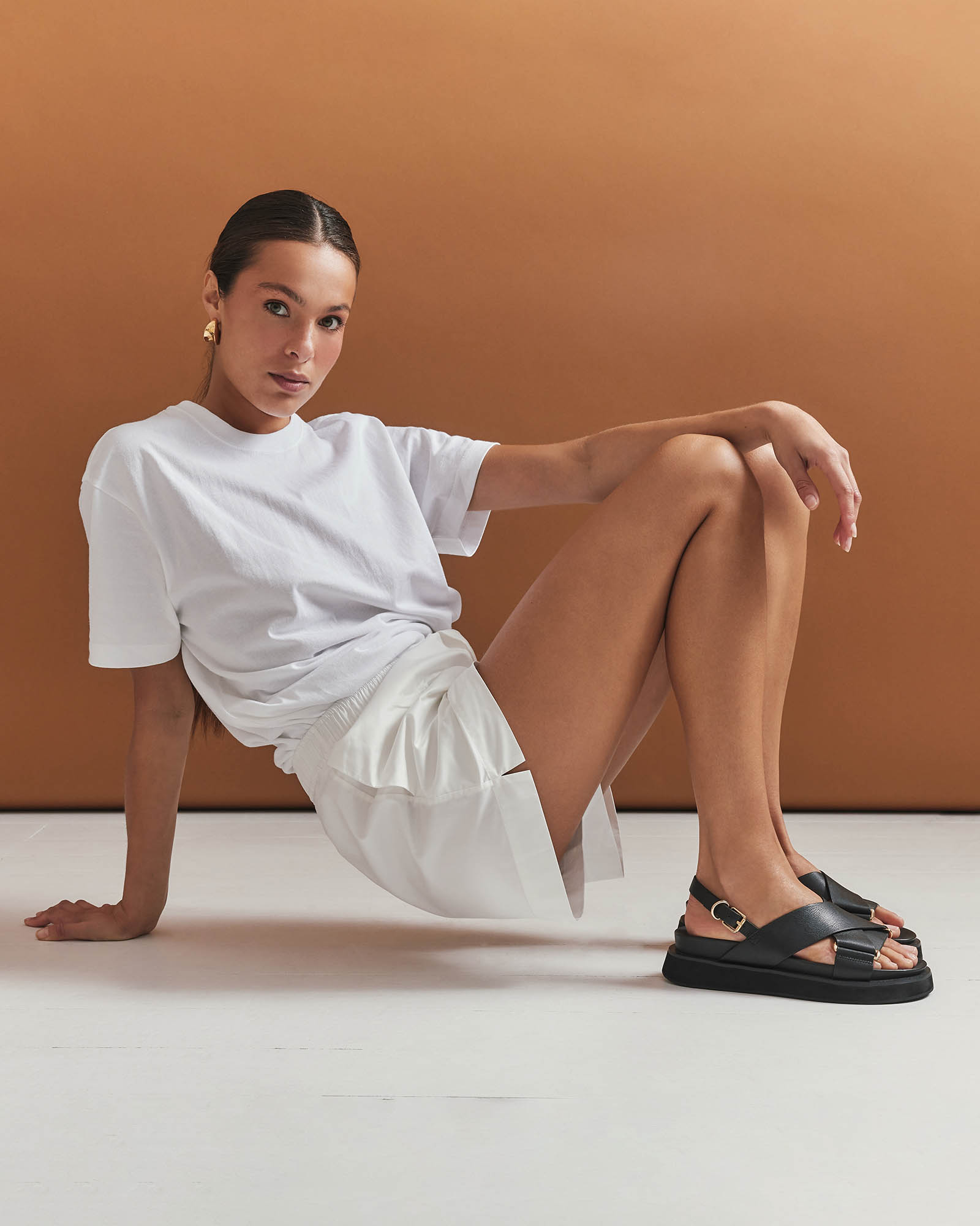 Marley Flat Sandals for Women - Black Leather Comfortable Slip-On Sandals for Beach, Vacation & Casual Wear