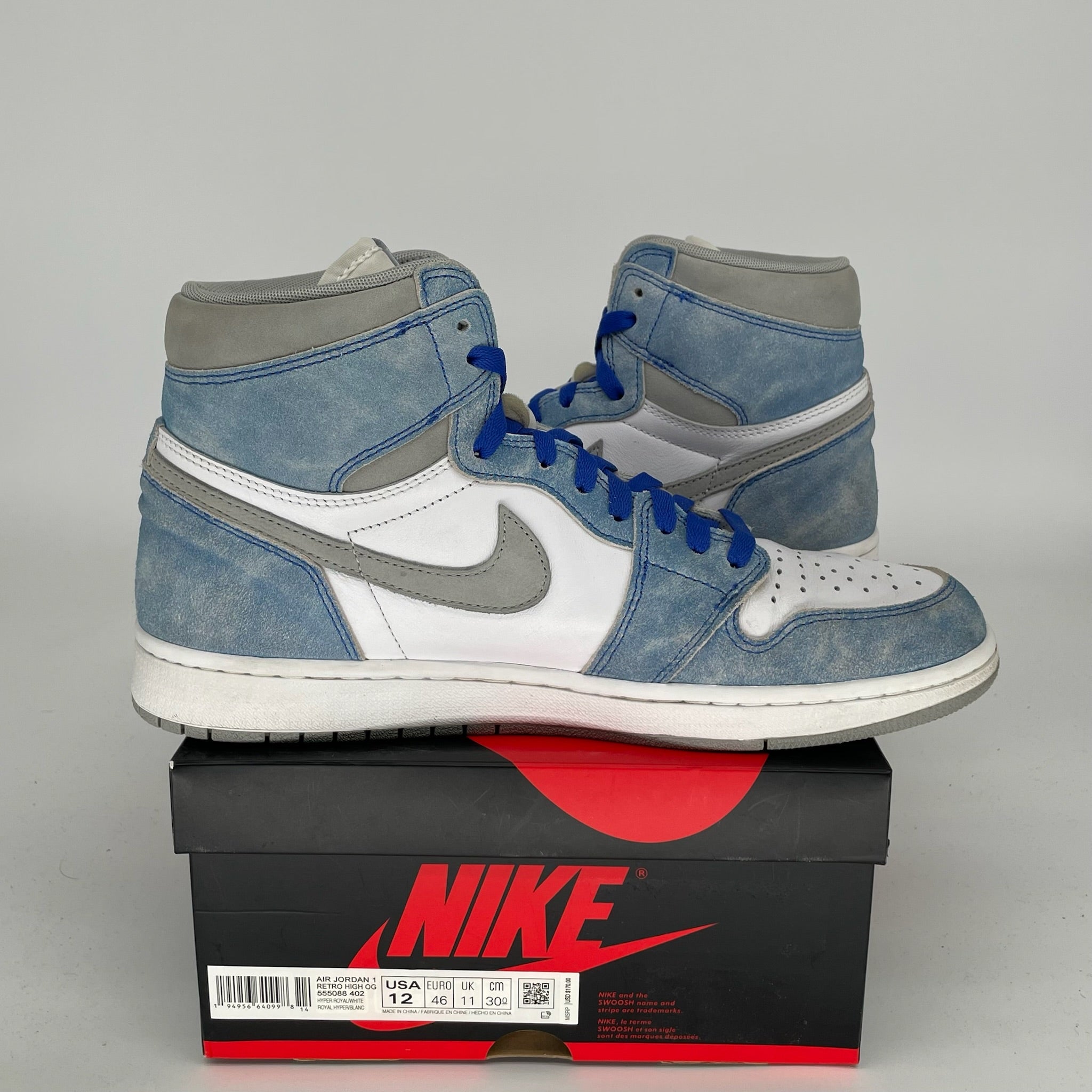 Air Jordan 1 Hyper Royal Sneakers - Size 12 Men's Basketball Shoes (555088-402) - Perfect for Streetwear, Casual Outfits & Sneaker Collectors