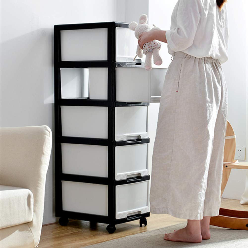 5-Drawer Rolling Storage Cart with Wheels - White Plastic Craft Storage Organizer Bins for Home, Office, and Classroom Organization