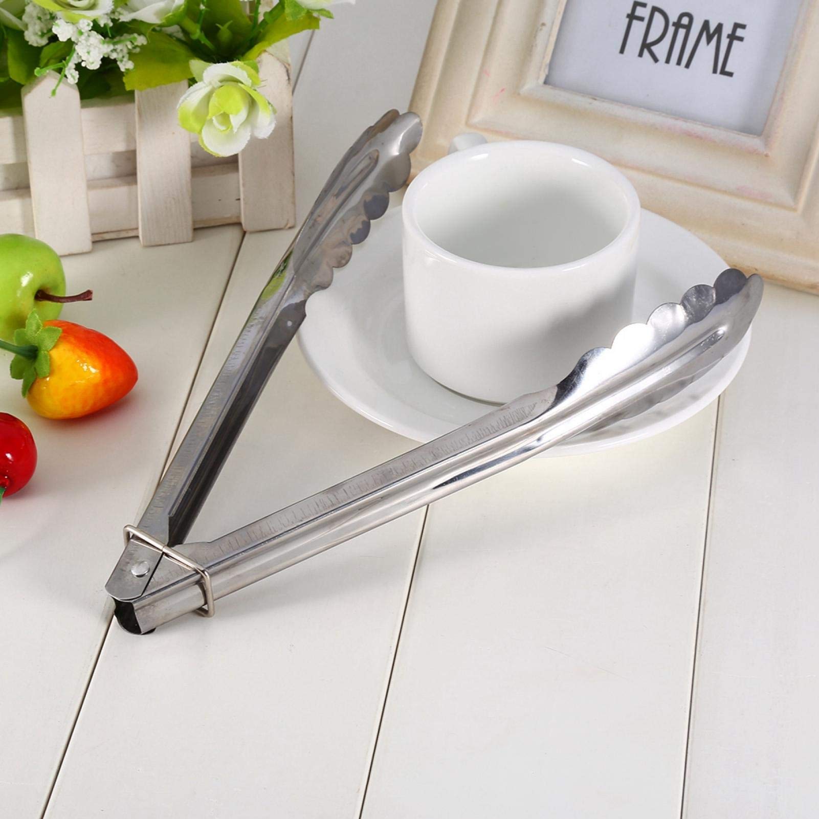 9-Inch Stainless Steel Kitchen Tongs - Heavy Duty BBQ & Serving Tongs for Cooking, Grilling, Buffet, Steak, Bread - Perfect for Restaurants, Picnics & Home Kitchens