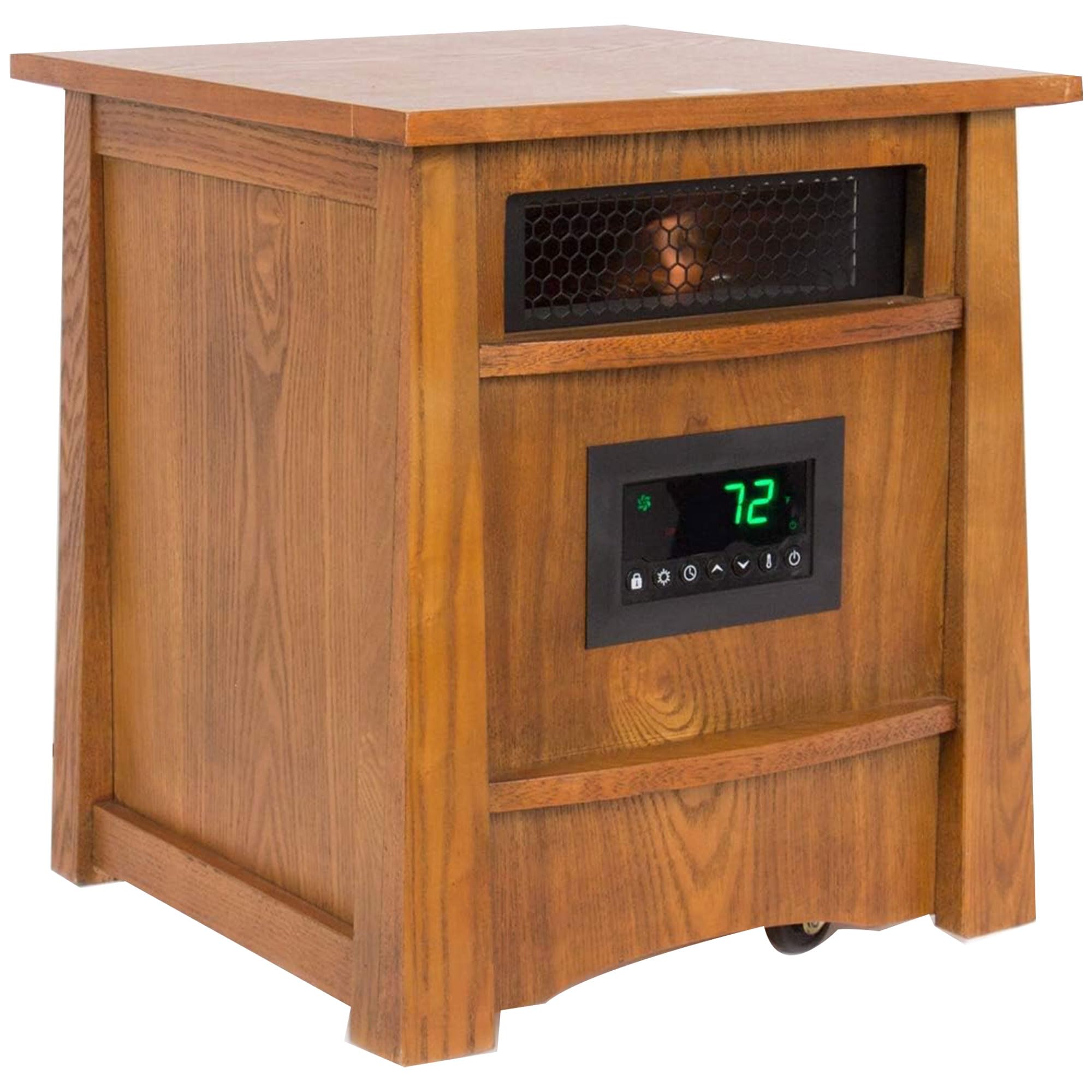 LifeSmart LifePro Ultimate 1500W Electric Infrared Quartz Space Heater with Remote Control - 8 Heating Elements for Home, Office & Bedroom - Energy Efficient Indoor Heater in Brown Oak Wood Finish