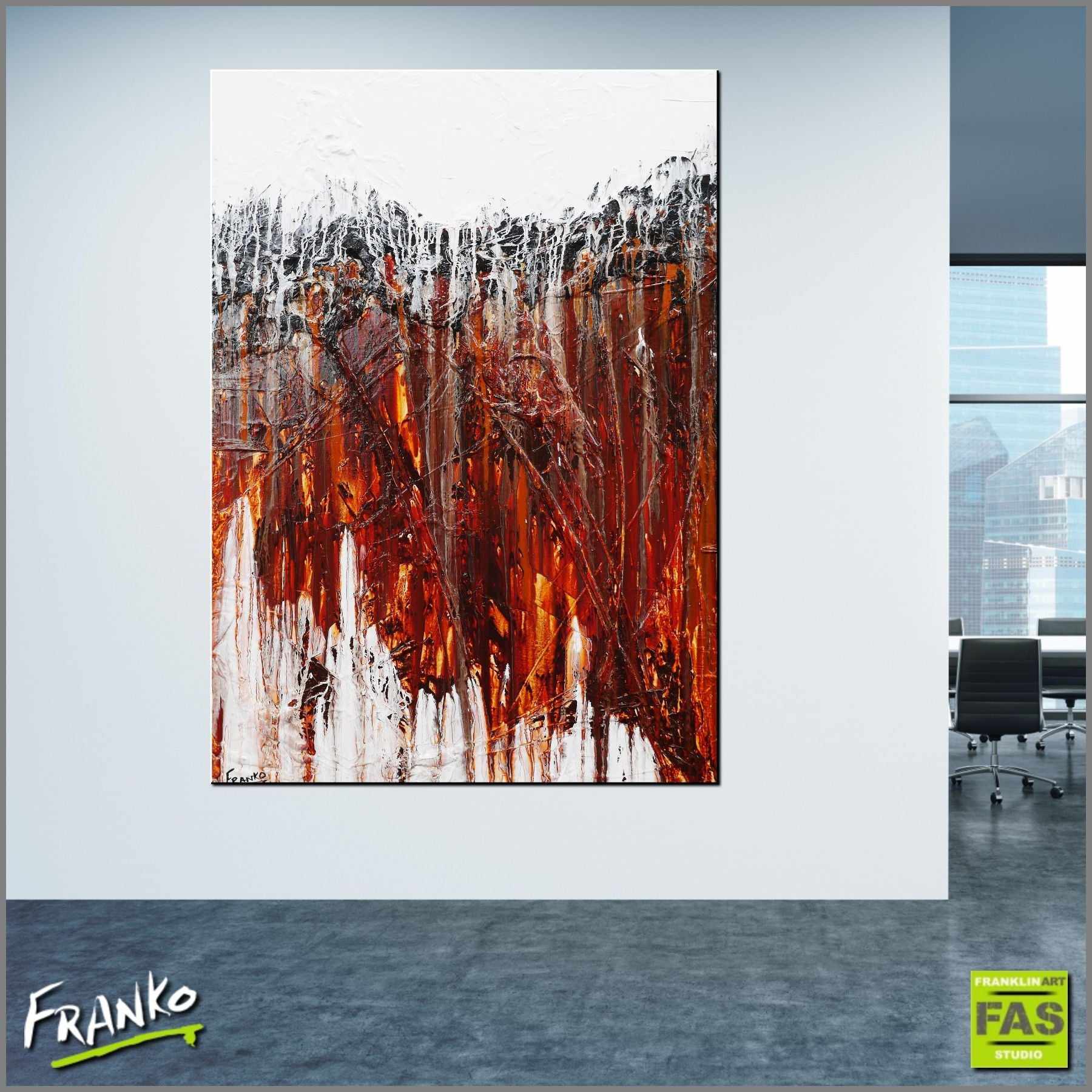 Rust & Lust 140cm x 100cm Brown White Abstract Canvas Wall Art - Modern Home Decor for Living Room, Bedroom & Office