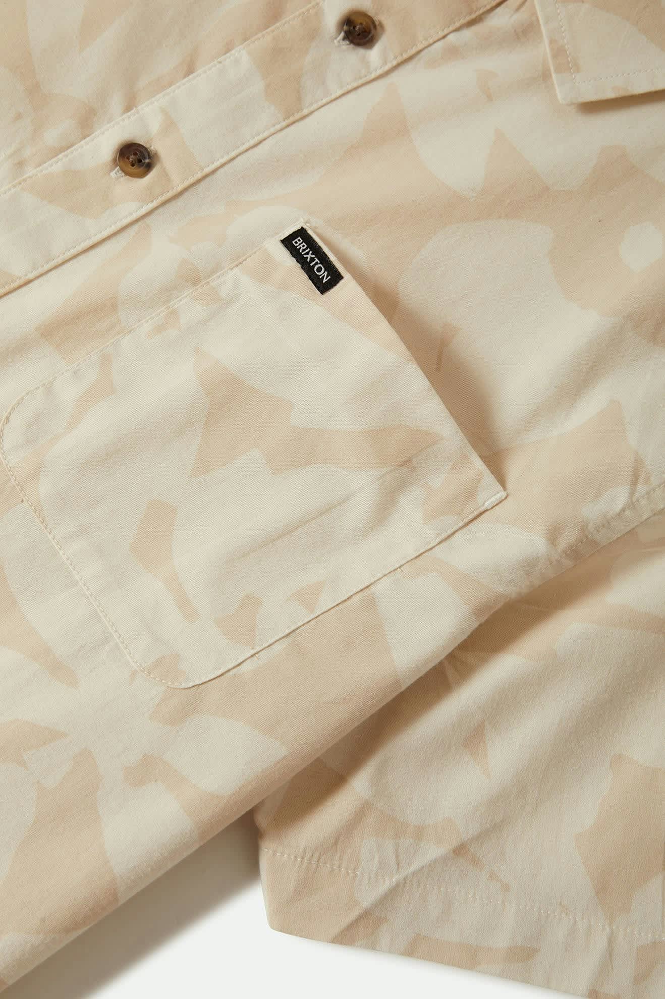 Charter Print Short Sleeve Shirt - Beige & White Floral Pattern Casual Summer Top for Men | Beach Vacation, Outdoor Party, Date Night Outfit