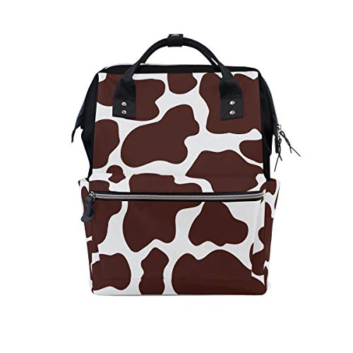 Stylish Cow Print Diaper Backpack for Moms - Large Multifunctional Baby Bag for Travel, School & Daily Use | Waterproof & Spacious Design