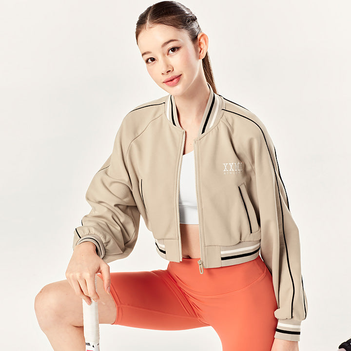 Stylish Stadium Crop Varsity Jacket for Women - Vintage Baseball Letterman Jacket with Ribbed Trim - Perfect for School Spirit, Game Day & Casual Outfits