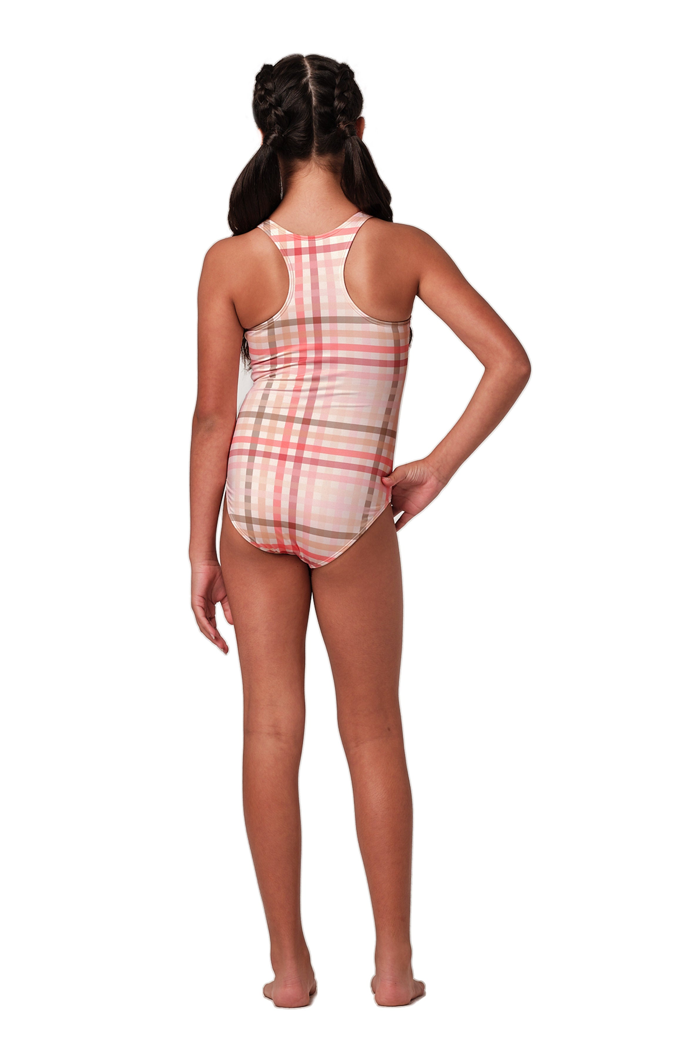 Elegant Gingham Cream One Piece Swimsuit - Stylish & Comfortable for Beach, Pool, and Summer Vacations