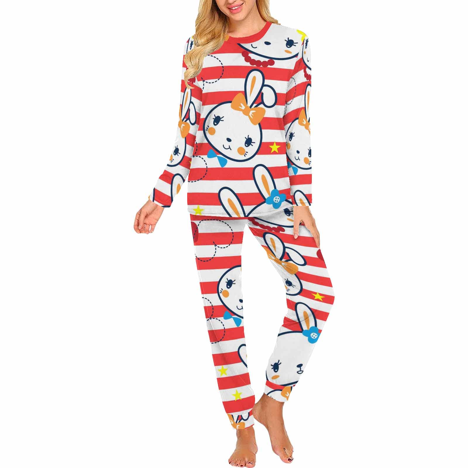**Cute Cartoon Rabbit Pajama Set for Women - Soft Two-Piece Sleepwear & Lounge Outfit - Perfect for Relaxing at Home, Sleepovers, and Cozy Nights**