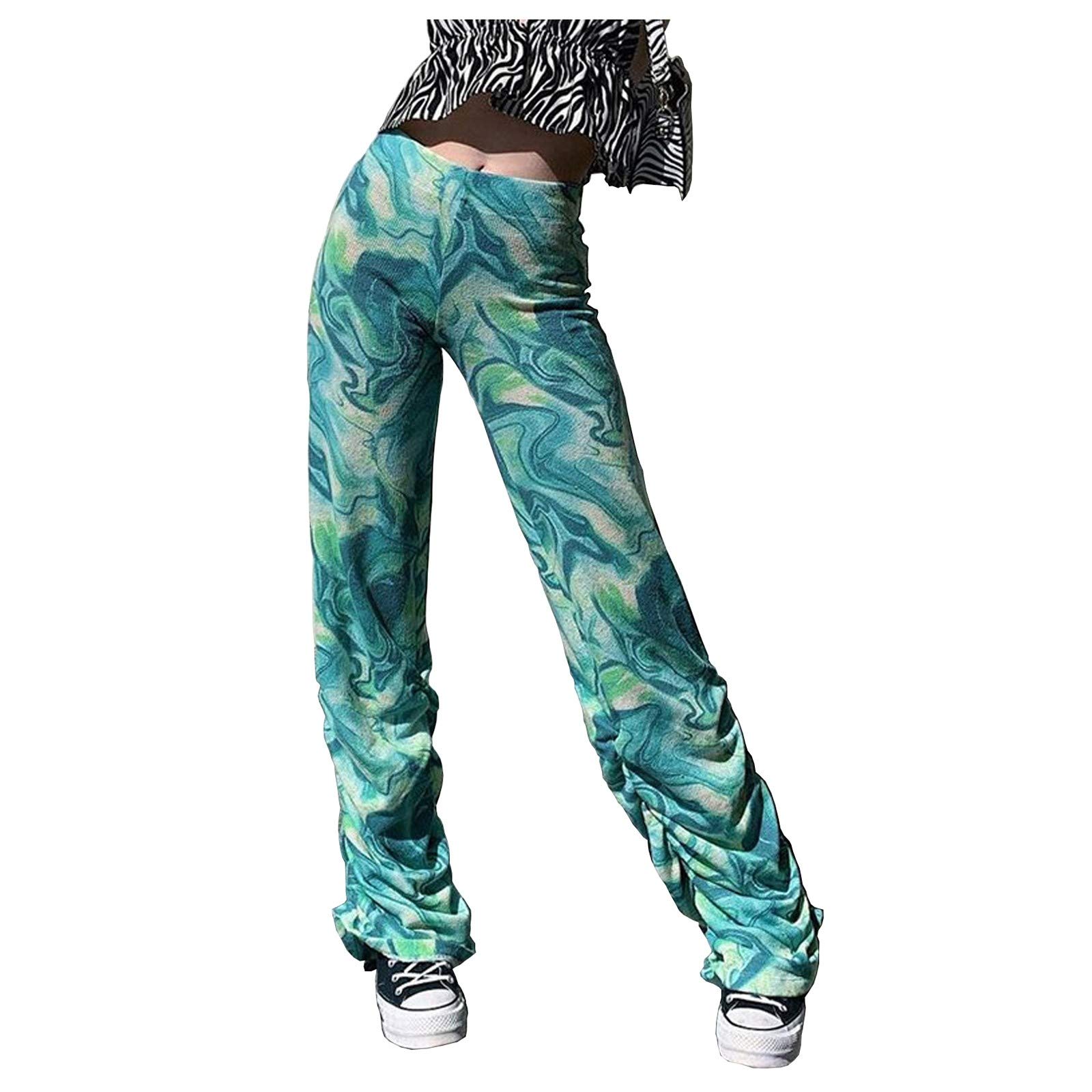 Women's Comfortable High Waist Pleated Pants - Loose Fit Printed Casual Trousers for Hiking, Travel & Everyday Wear | Breathable & Stylish