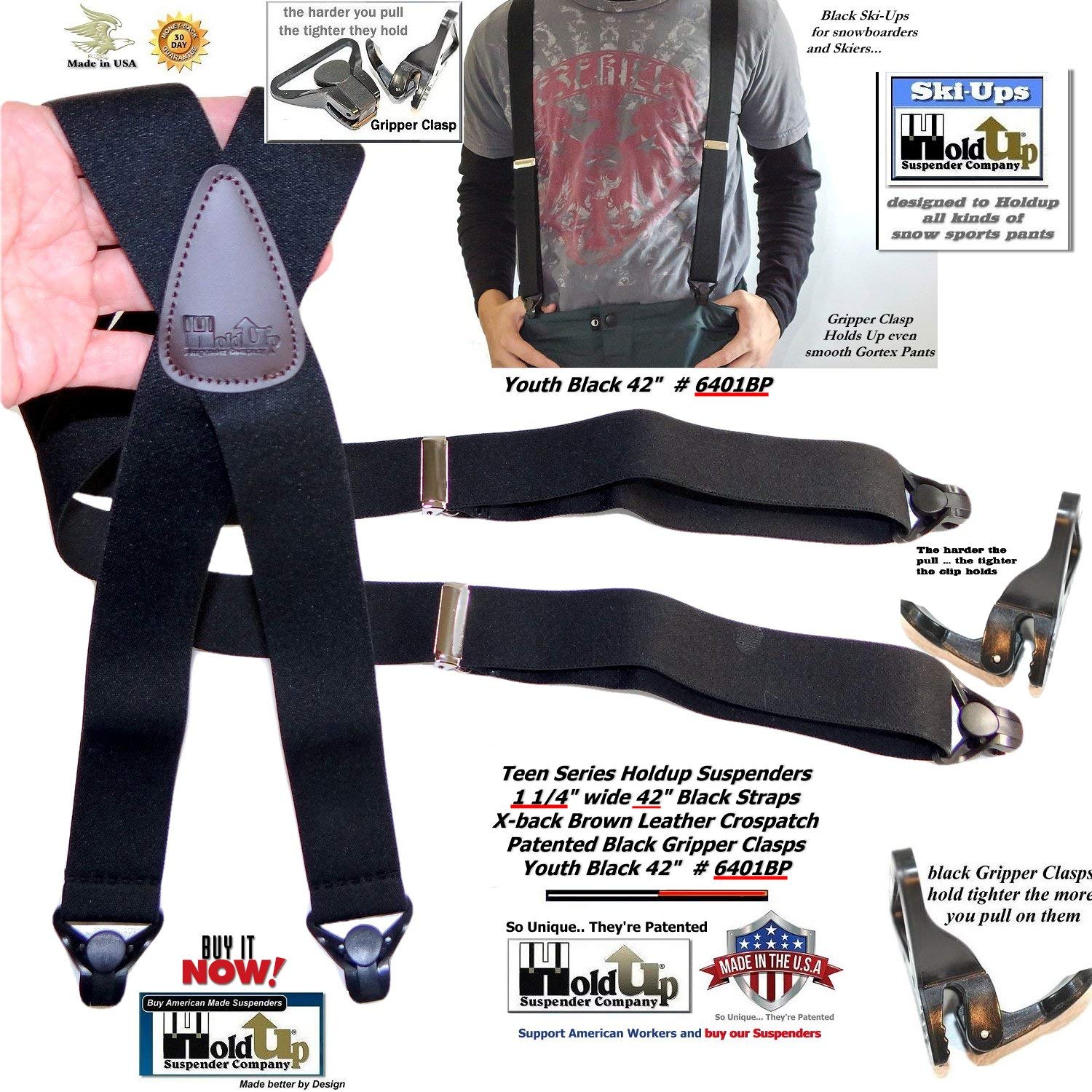 Boys Suspenders with Patented Gripper Clasp - Perfect for School & Formal Wear