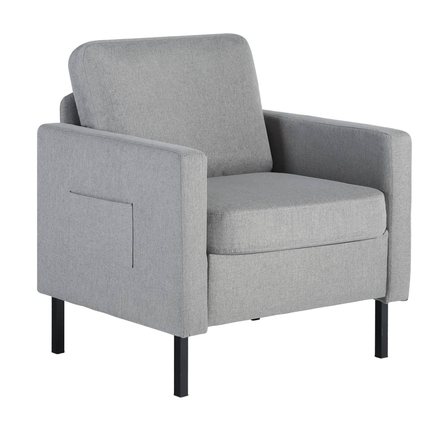 Mid Century Modern Accent Chair - Comfy Upholstered Armchair for Reading, Bedroom & Home Office - Small Space Furniture for Adults (Gray) - Perfect for Living Rooms, Dorms and Cozy Corners