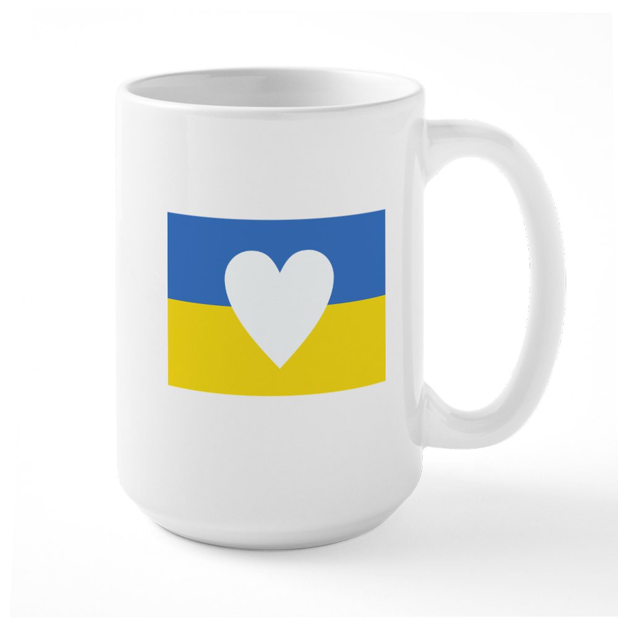 Ukraine Heart Ceramic Coffee Mug 15 oz (444 ml) - Inspirational Gift for Coffee Lovers, Perfect for Home, Office & Supportive Gifting