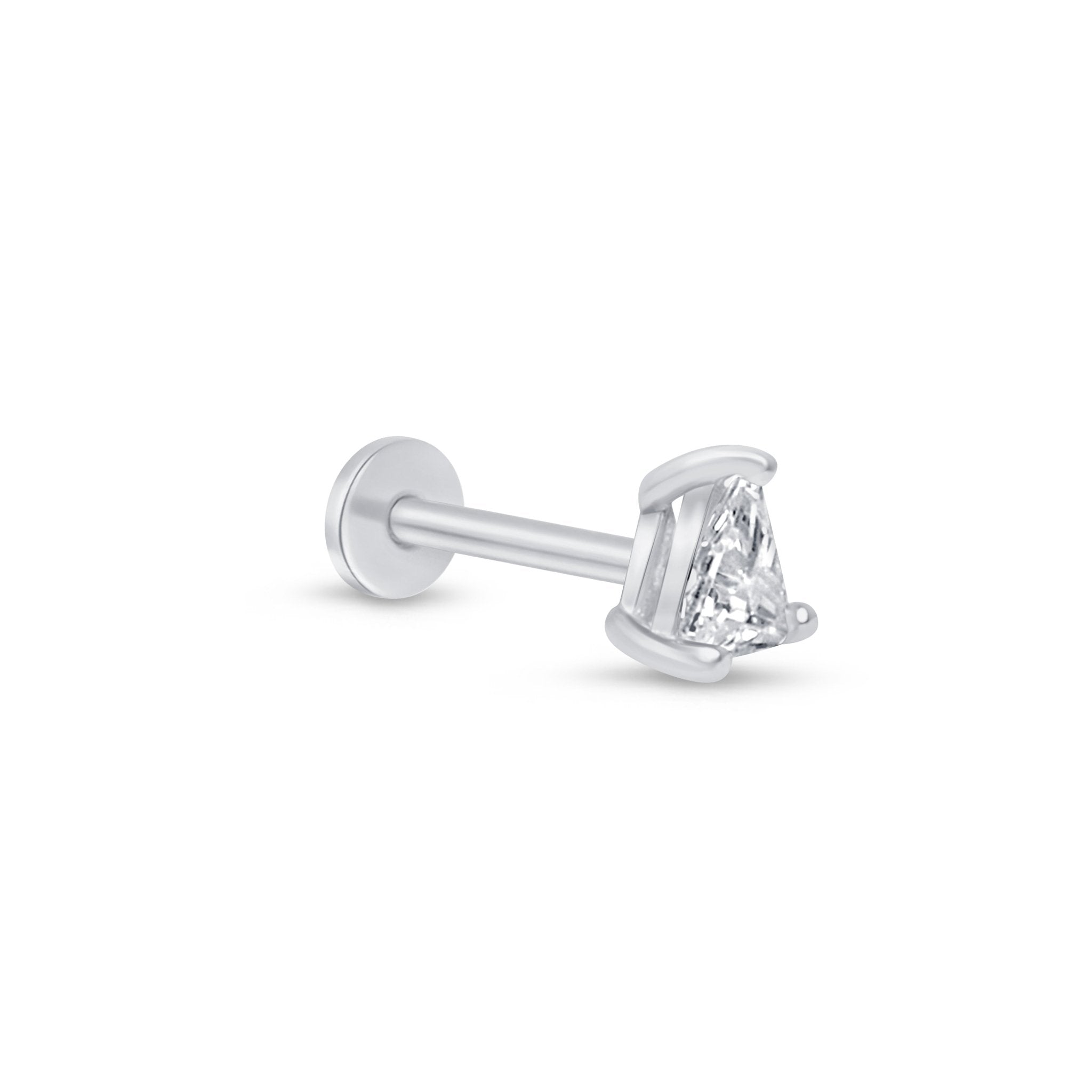 14k White Gold Pear Cubic Zirconia Flat Back Stud Earrings - Elegant Dangle Earrings for Women, Perfect for Weddings, Parties & Everyday Wear